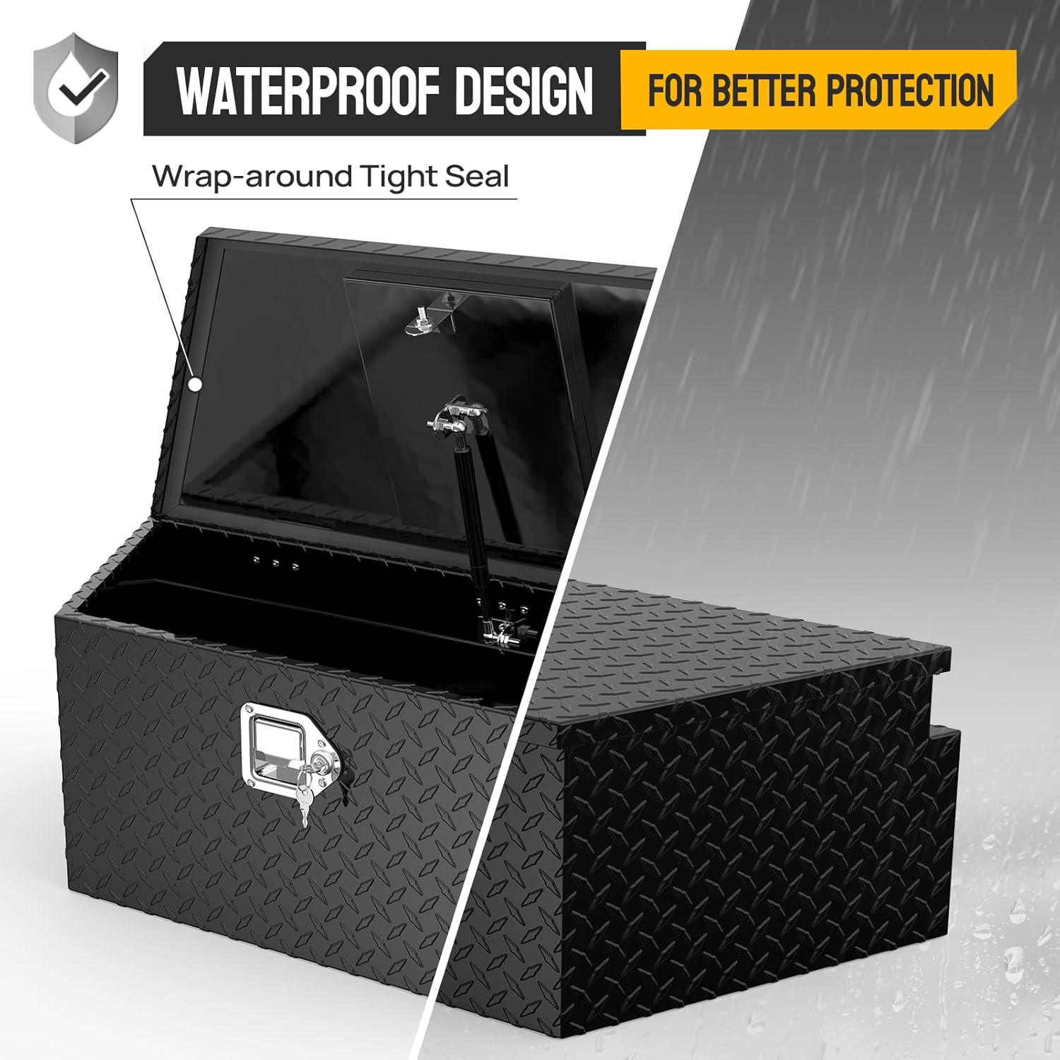 TUFFIOM Caja de herramientas de aluminio de 39 pulgadas con cerradura y llaves, organizador de almacenamiento de placa de diamante, caja de