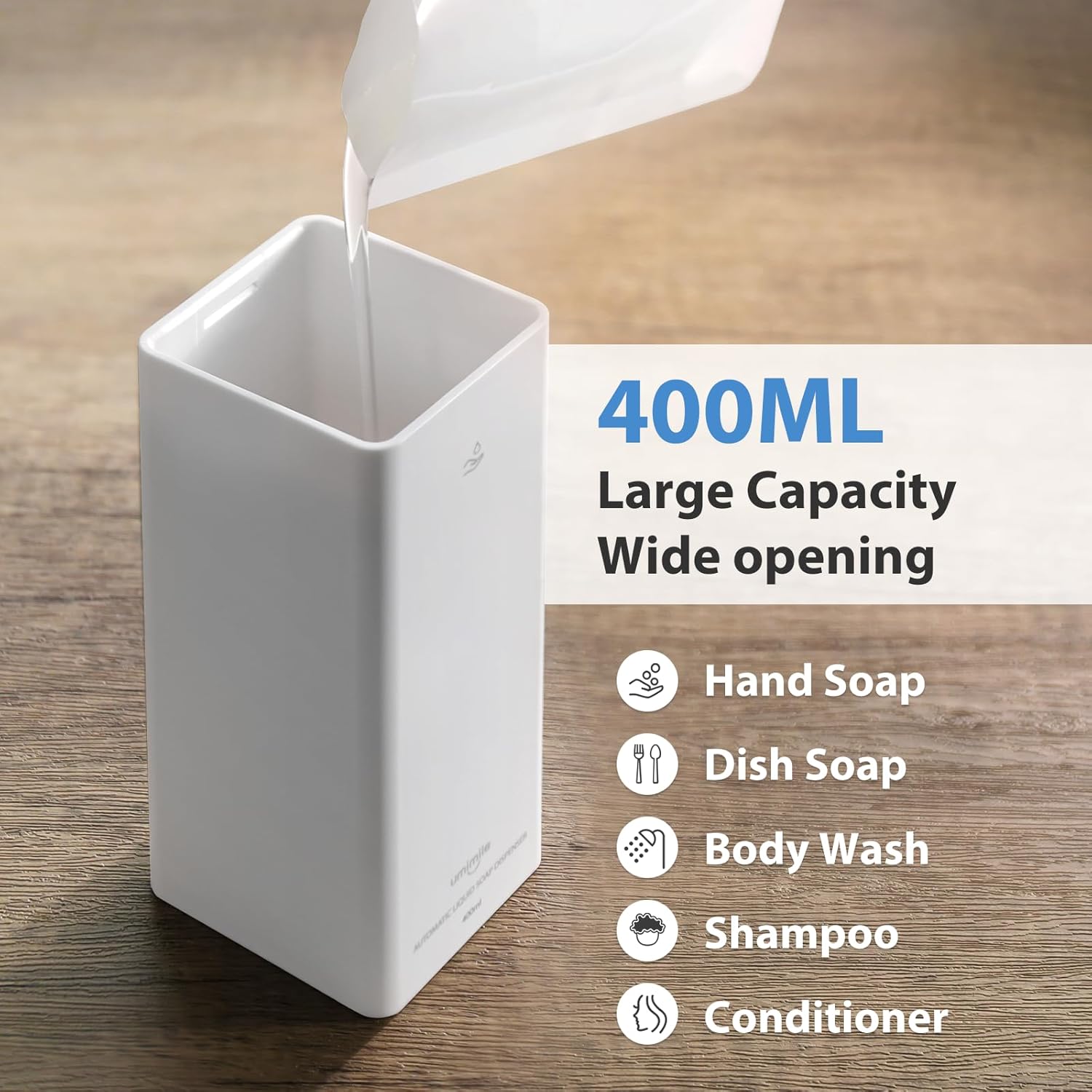 Umimile Dispensador de champú y acondicionador, dispensador eléctrico de champú de ducha de 13.5 onzas, dispensador de jabón de ducha montado en la