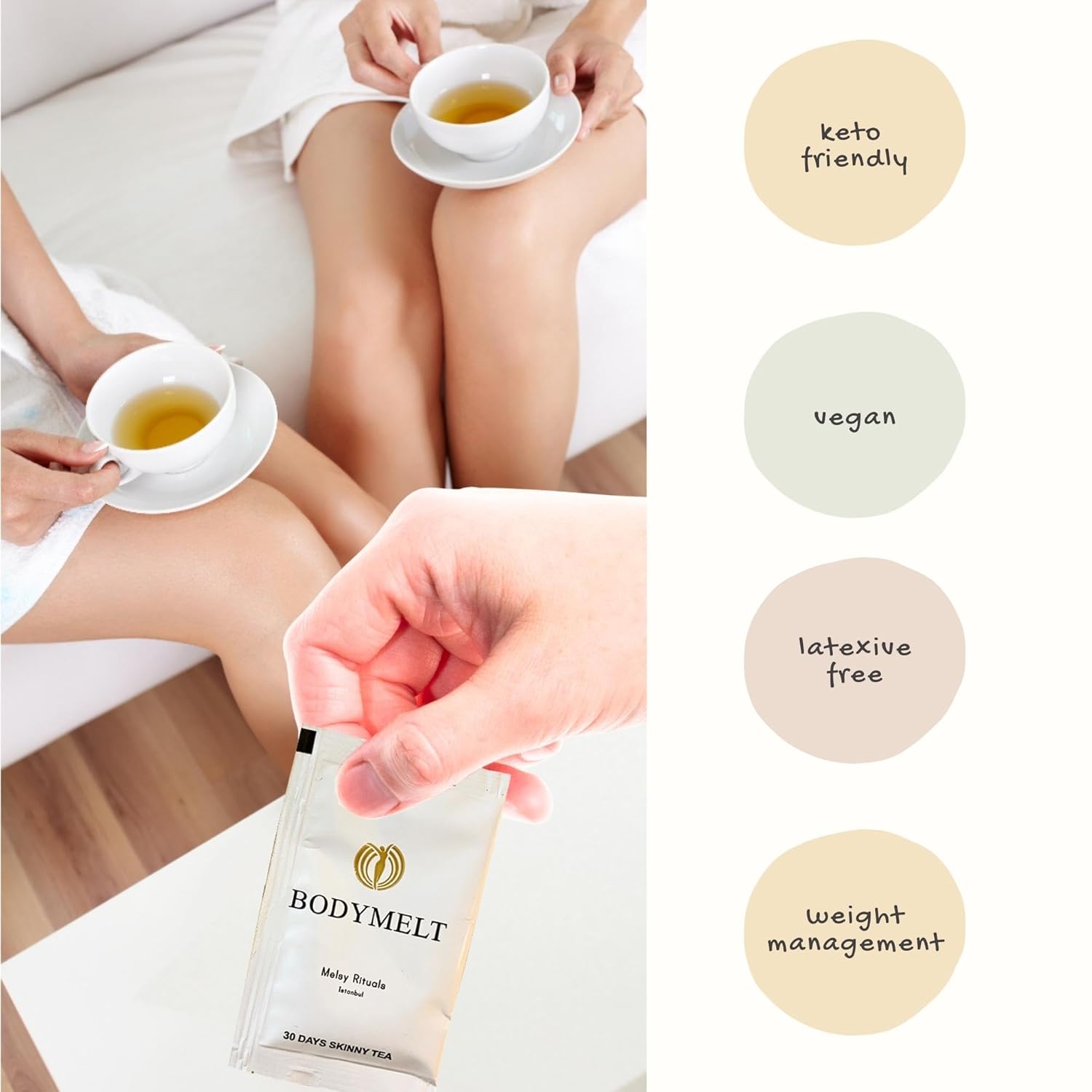 BODYMELT 30 Days Detox Tea Powder Form  Fórmula de té de hierbas  Té en polvo de 30 bolsitas  0.14 oz  15 mezclas de hierbas y potenciador de