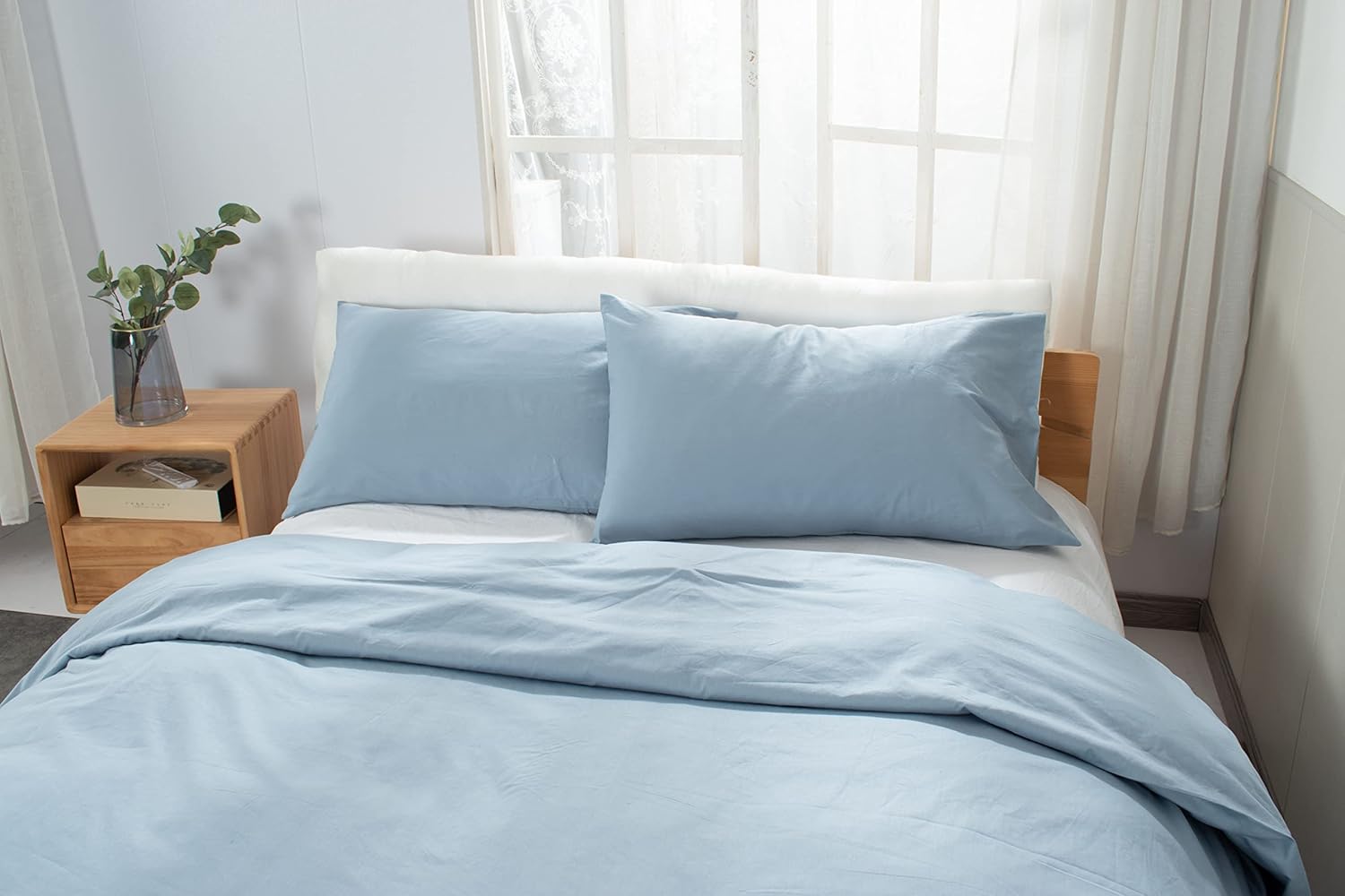 Bedding Duvet Cover Set 100% Cotton Queen Size Breathable Durable Soft Comfy 3 PCS Comforter Cover Set with 1 Duvet Cover(90″x90″) and 2 Pillow