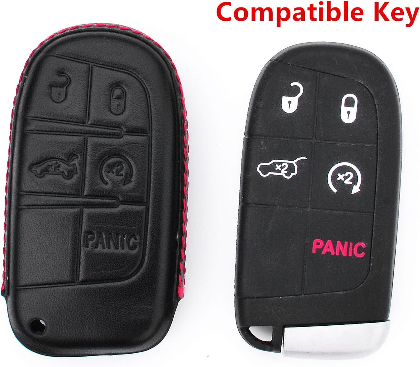 Funda para llavero de cuero genuino para Jeep Compass Grand Cherokeepara Dodge Challenger ChargerPara Chrysler 200 300Para Fiat 500 Car Remote Key