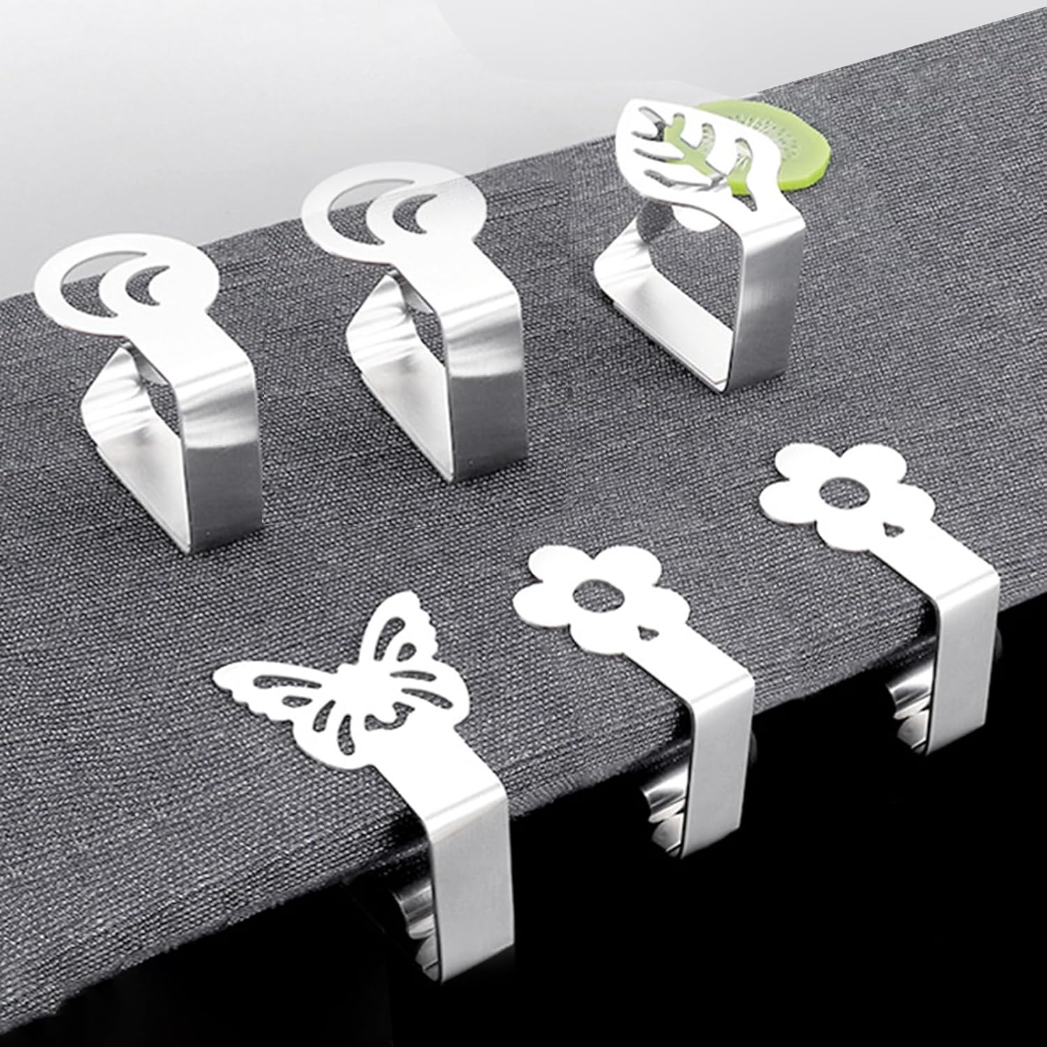 Clip de mantel grueso de acero inoxidable fuerte para mesa de comedor al aire libre, mesas de pícnic, clips huecos de hojas de flores, mariposas,