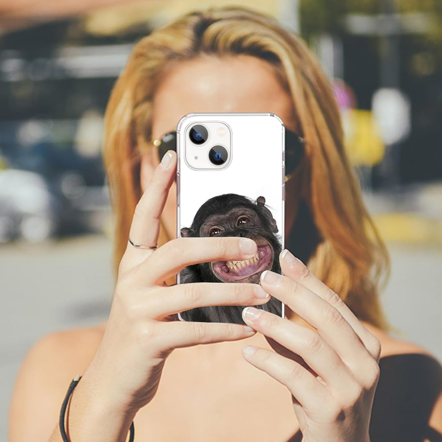 Funda compatible con iPhone 15 Plus, divertida funda protectora de TPU a prueba de golpes para niñas y mujeres