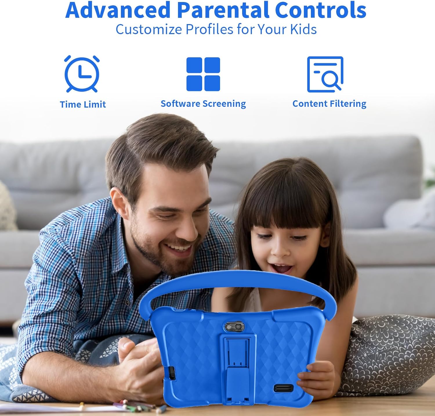 Tableta para niños, tableta Android de 7 pulgadas para niños, tableta de 32 GB para niños, tabletas para niños con Bluetooth, GMS, WiFi, control
