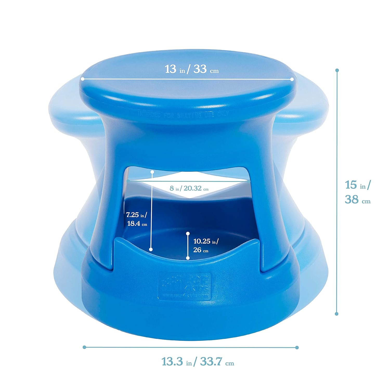ECR4Kids Taburete tambaleante de almacenamiento, altura del asiento de 15 pulgadas, asientos activos, azul