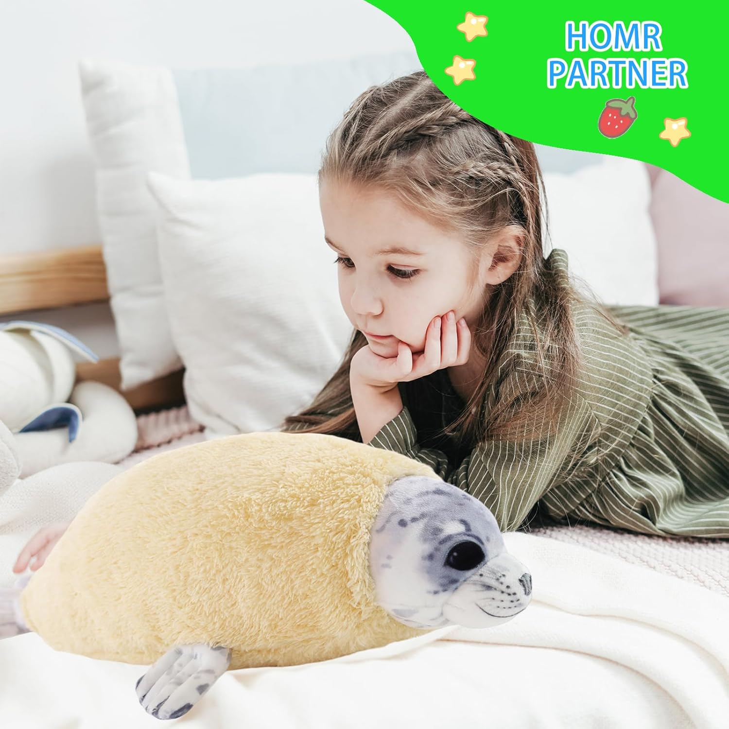 Almohada de felpa de sello de molting de 20 pulgadas, peluches de sello gordito para niños y niñas, almohada para niños, lindos peluches de animales
