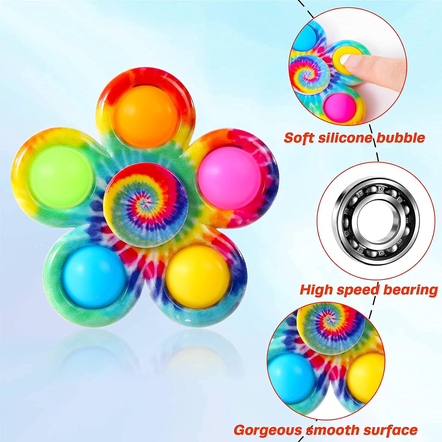 Fidget Spinner Paquete de 4 juguetes sensoriales para niños y adultos, Fidget Spinners Ansiedad Alivio del estrés, TDAH Autismo Productos para niñas