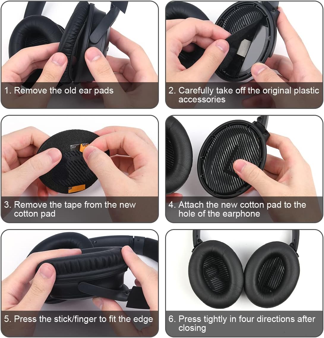 Ainiv 1 par de almohadillas de repuesto para QuietComfort 35 (QC35) y Quiet Comfort 35 II (QC35 II), auriculares de cuero suave, almohadillas de