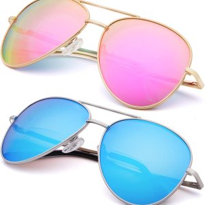 EYEGUARD Paquete de 2 lentes de sol bifocales de lectura para mujeres y hombres, protección UV400, lectores de sol clásicos de aviador EYEGUARD Paquete de 2 lentes de sol bifocales de lectura para mujeres y hombres, protección UV400, lectores de sol clásicos de aviador