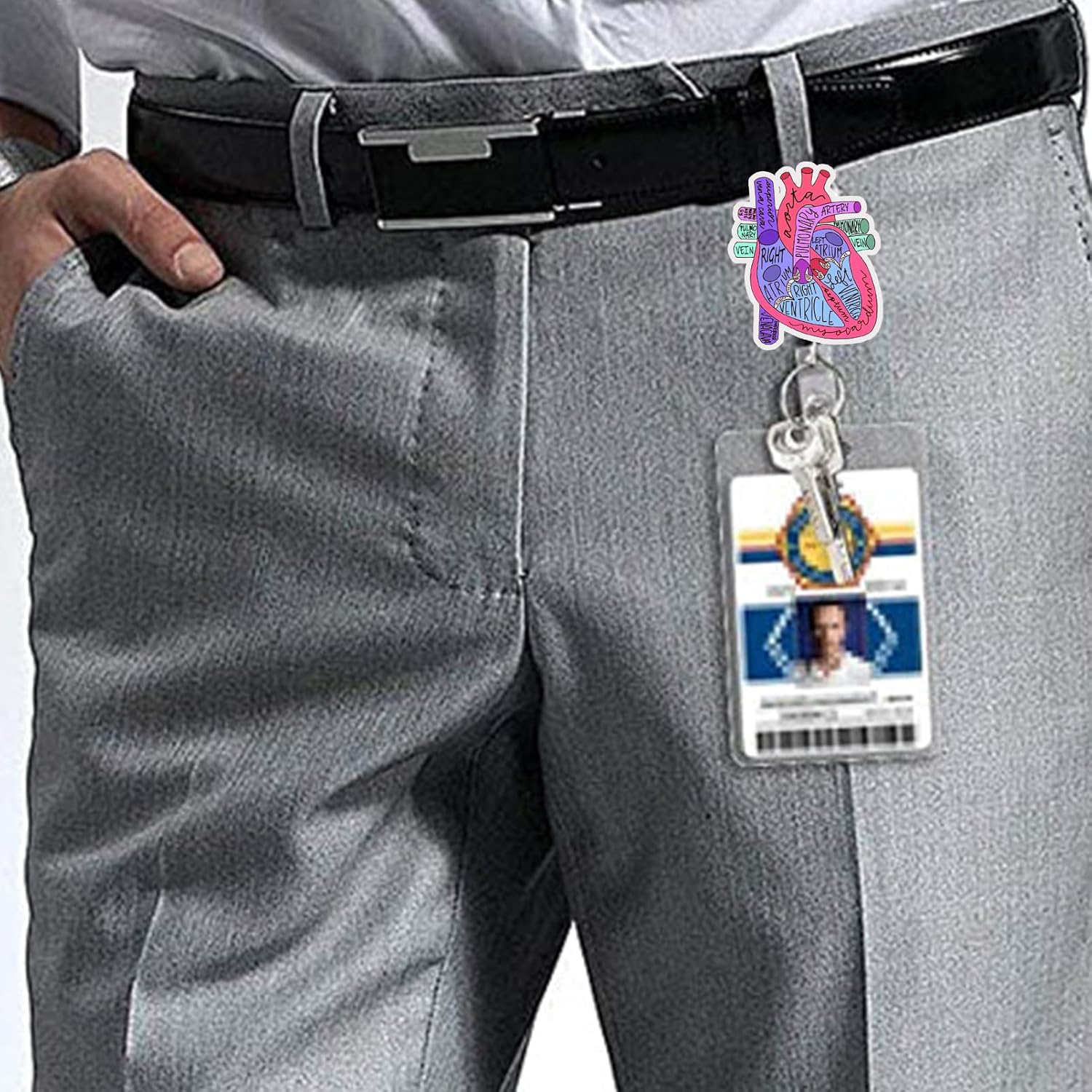 Carrete de insignia de corazón divertido, carretes de insignias retráctiles, clip retráctil, soporte retráctil para enfermeras, profesores de
