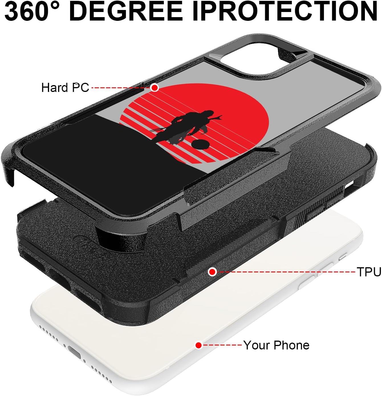 Funda para iPhone 11, iPhone 11, resistente 360 cuerpo completo, protección a prueba de golpes, plástico duro+goma de silicona híbrida funda