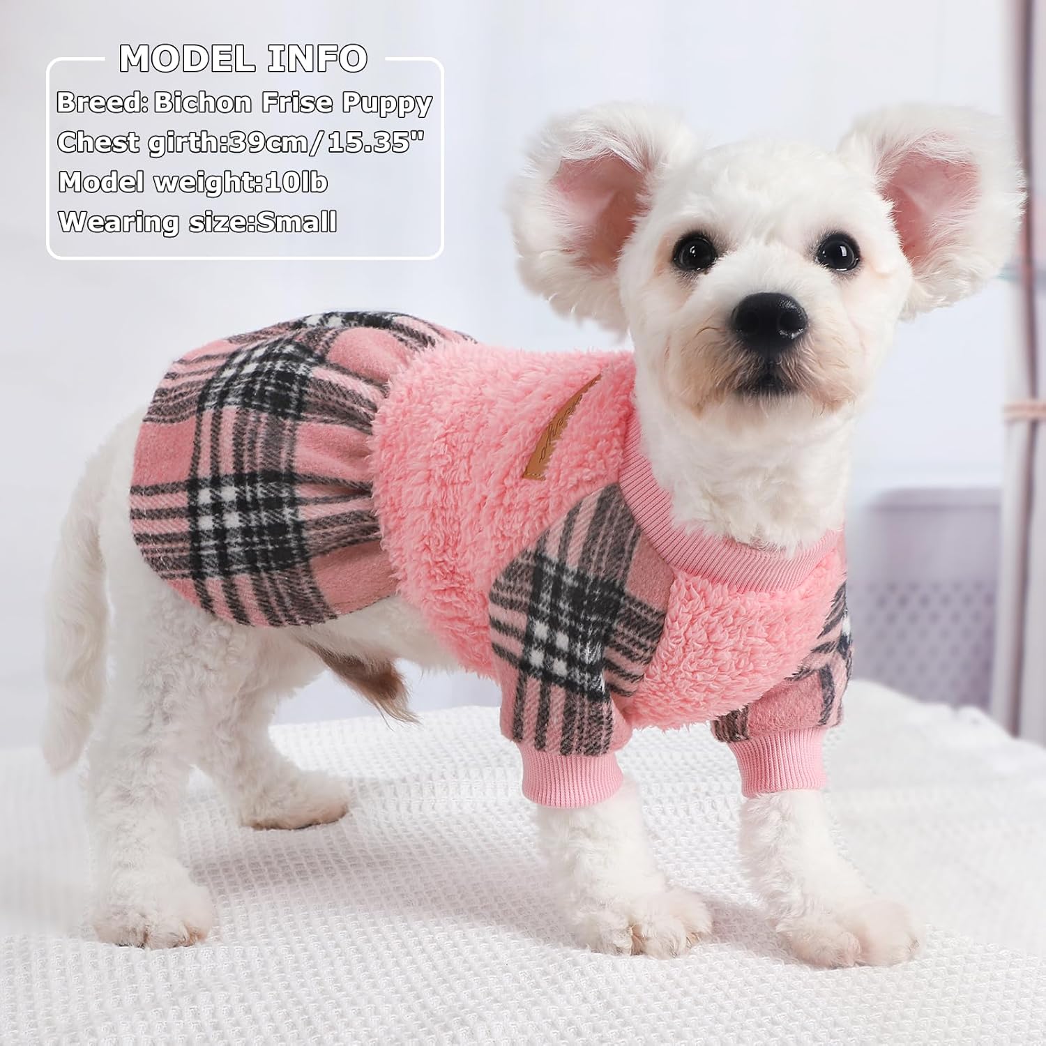 Suéteres clásicos de color rosa para perros pequeños, suéter cálido de forro polar para perros pequeños, vestidos lindos para perros Yorkie
