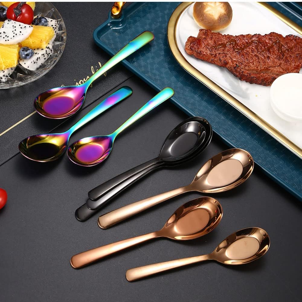 5 cucharas de sopa, cuchara de acero inoxidable, cucharas con acabado espejo, cucharas de servir de cocina, cuchara de postre, cuchara de café,