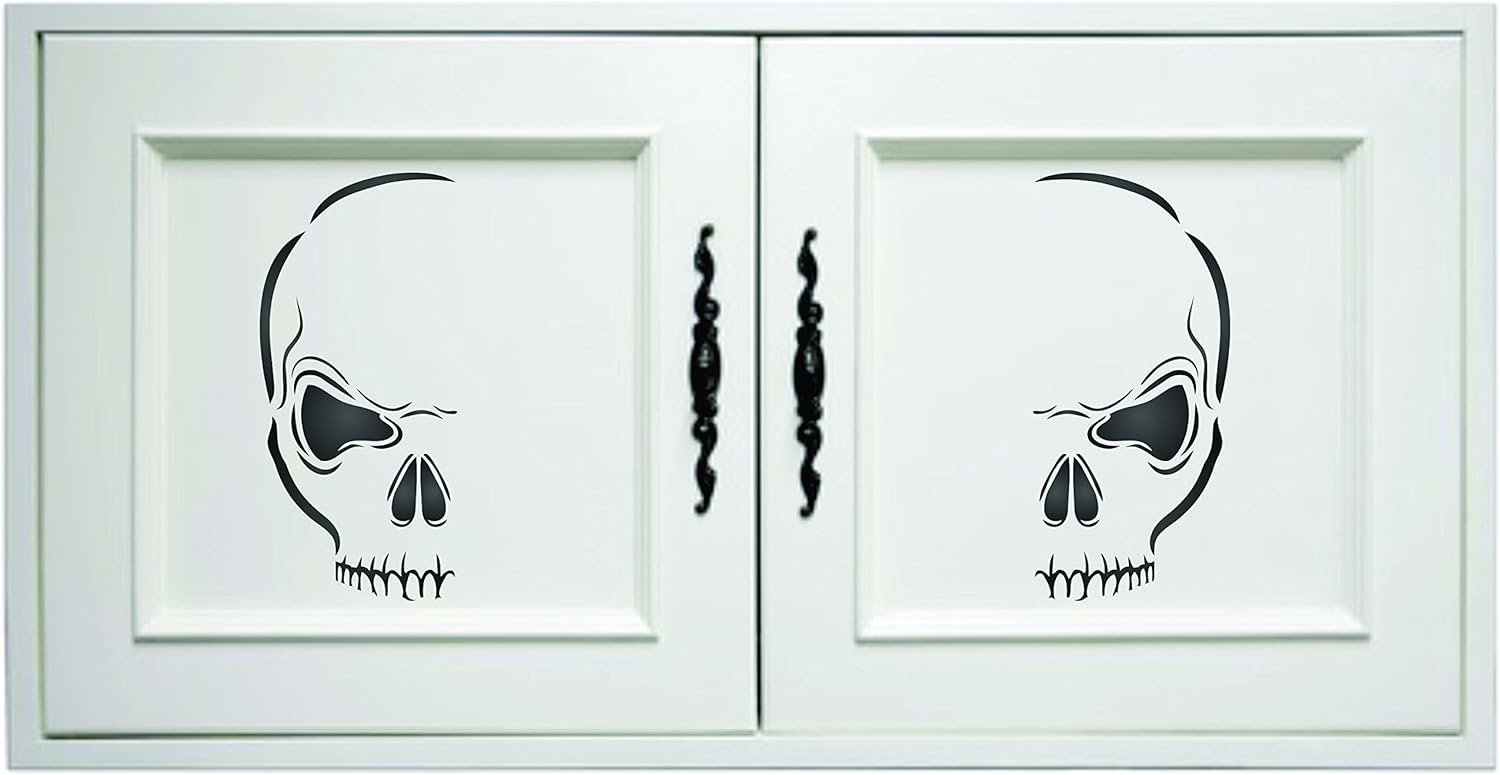 Plantilla de calavera malvada de Halloween, 6 x 13 pulgadas de largo, plantillas decorativas de calavera de media cabeza aterradora para plantilla