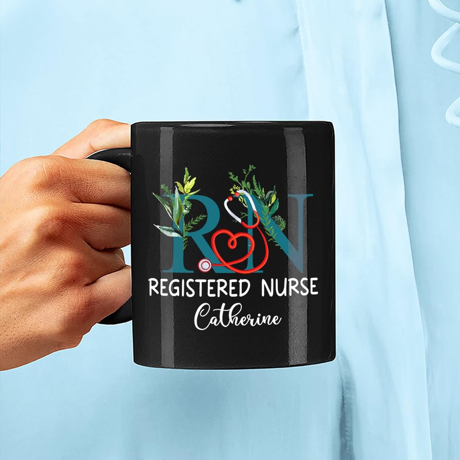 Taza de té para enfermera, tazas de enfermera personalizadas, taza de café de enfermera registrada con nombre personalizado, taza de café para