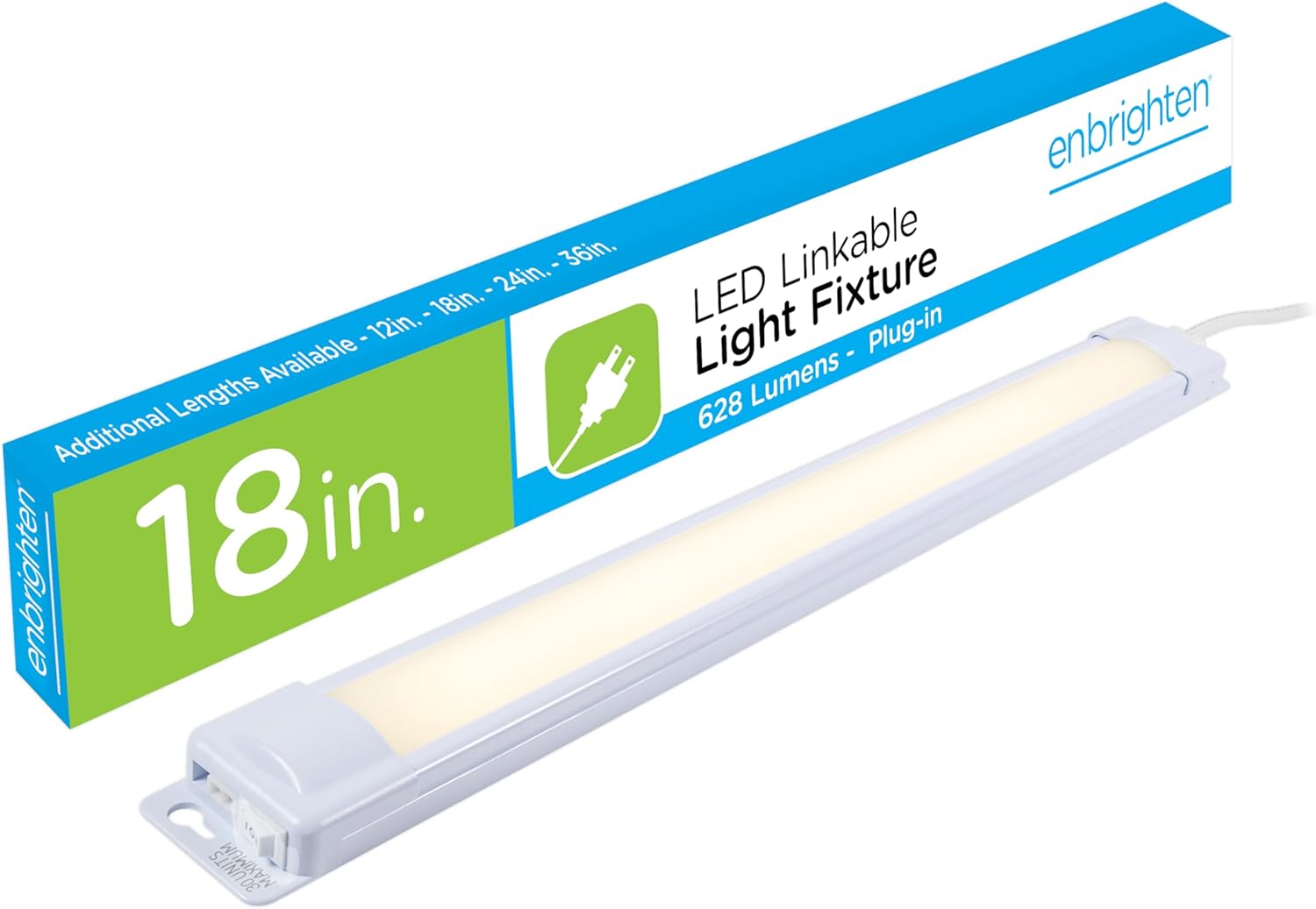 GE – Barra de luz LED fina de alta calidad para debajo del clóset, 12 pulgadas, enchufable, convertible a cable directo, enlazable, 38846