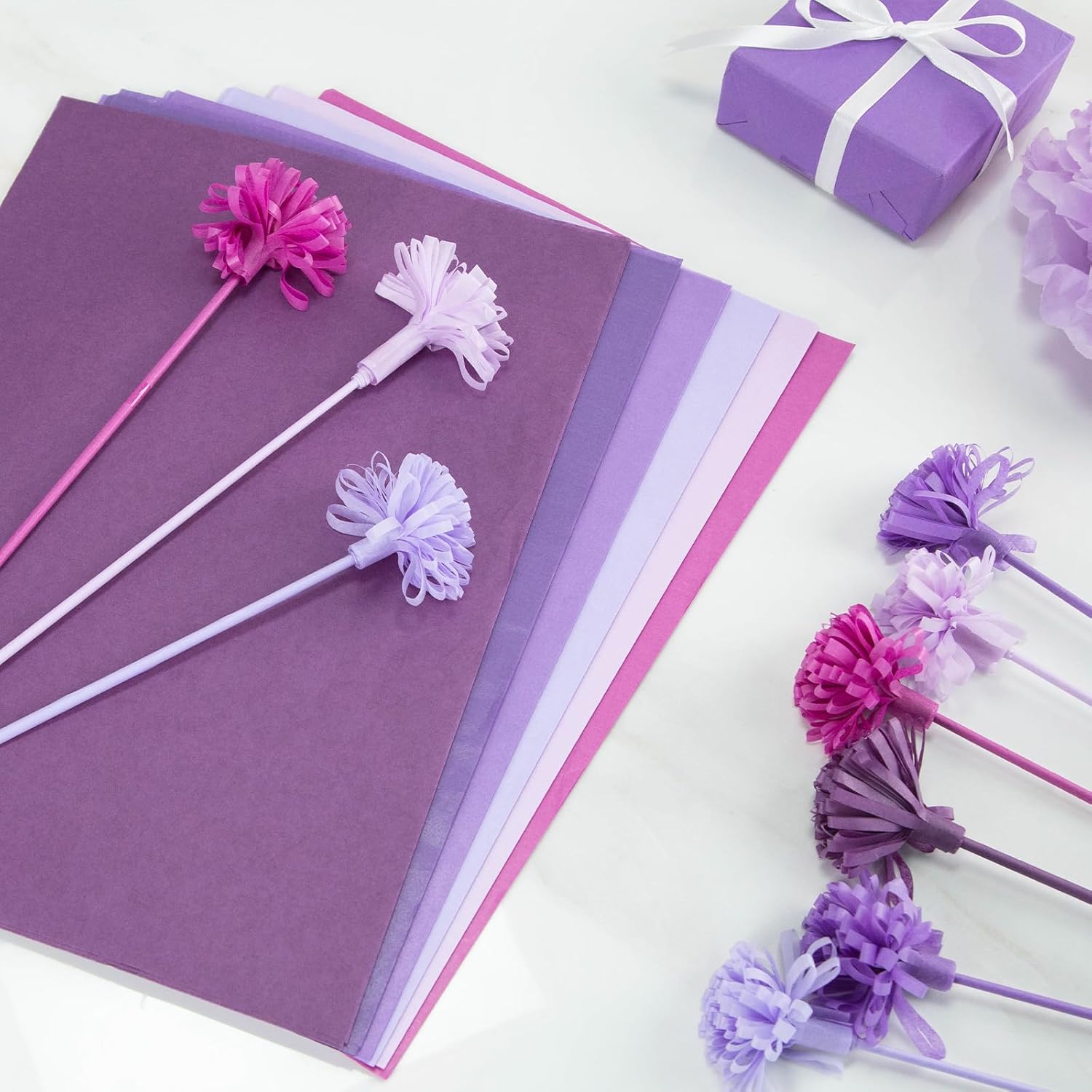 Koogel 330 hojas de papel de seda morado, papel de seda de Halloween para bolsas de regalo, 14 x 10 pulgadas, papel de regalo para manualidades,