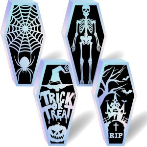 Kreatwow 12 cajas de regalo de ataúd de Halloween para Halloween, lápida láser azul, cajas de regalo de bricolaje, cráneo, araña, truco o trato, Kreatwow 12 cajas de regalo de ataúd de Halloween para Halloween, lápida láser azul, cajas de regalo de bricolaje, cráneo, araña, truco o trato,
