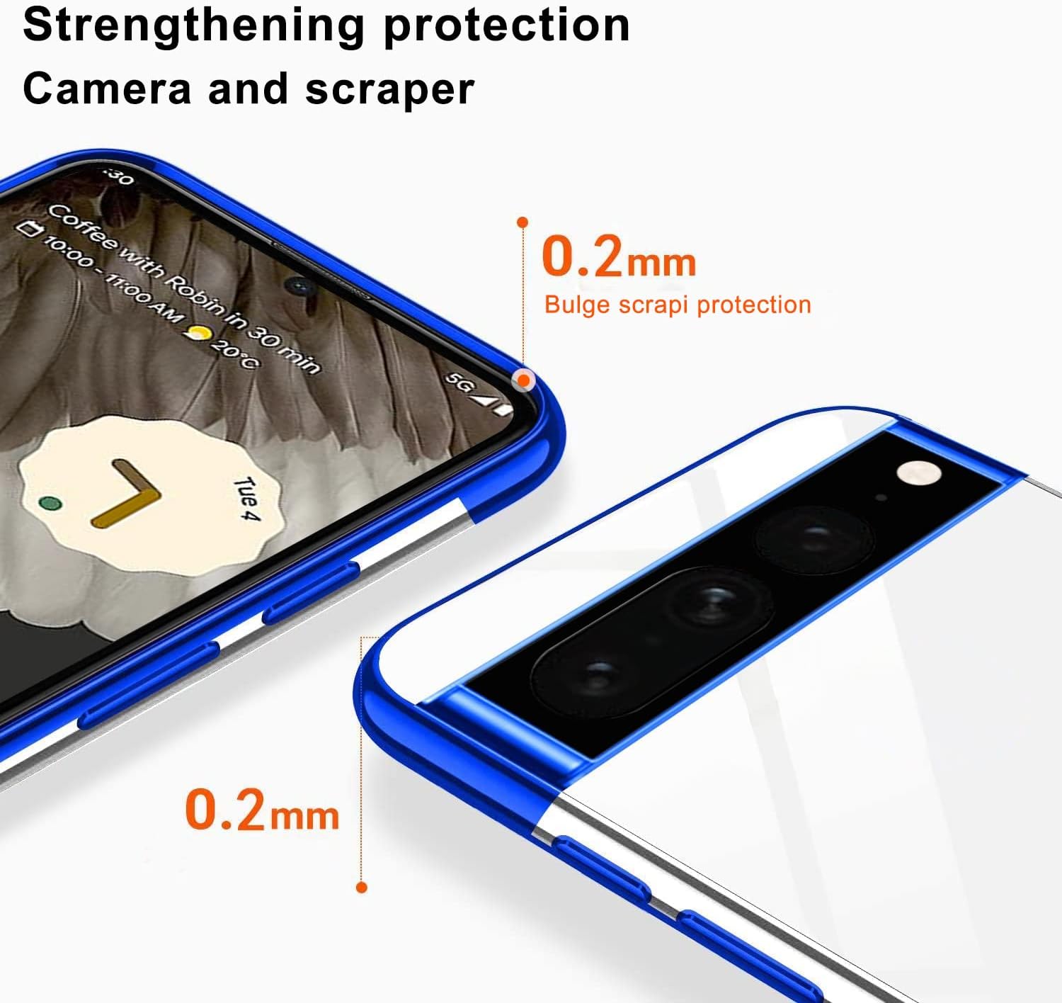 ZHIYIWU Funda compatible con Pixel 7 de 6.0 pulgadas, cubierta transparente con soporte de anillo, soporte electrochapado, poliuretano