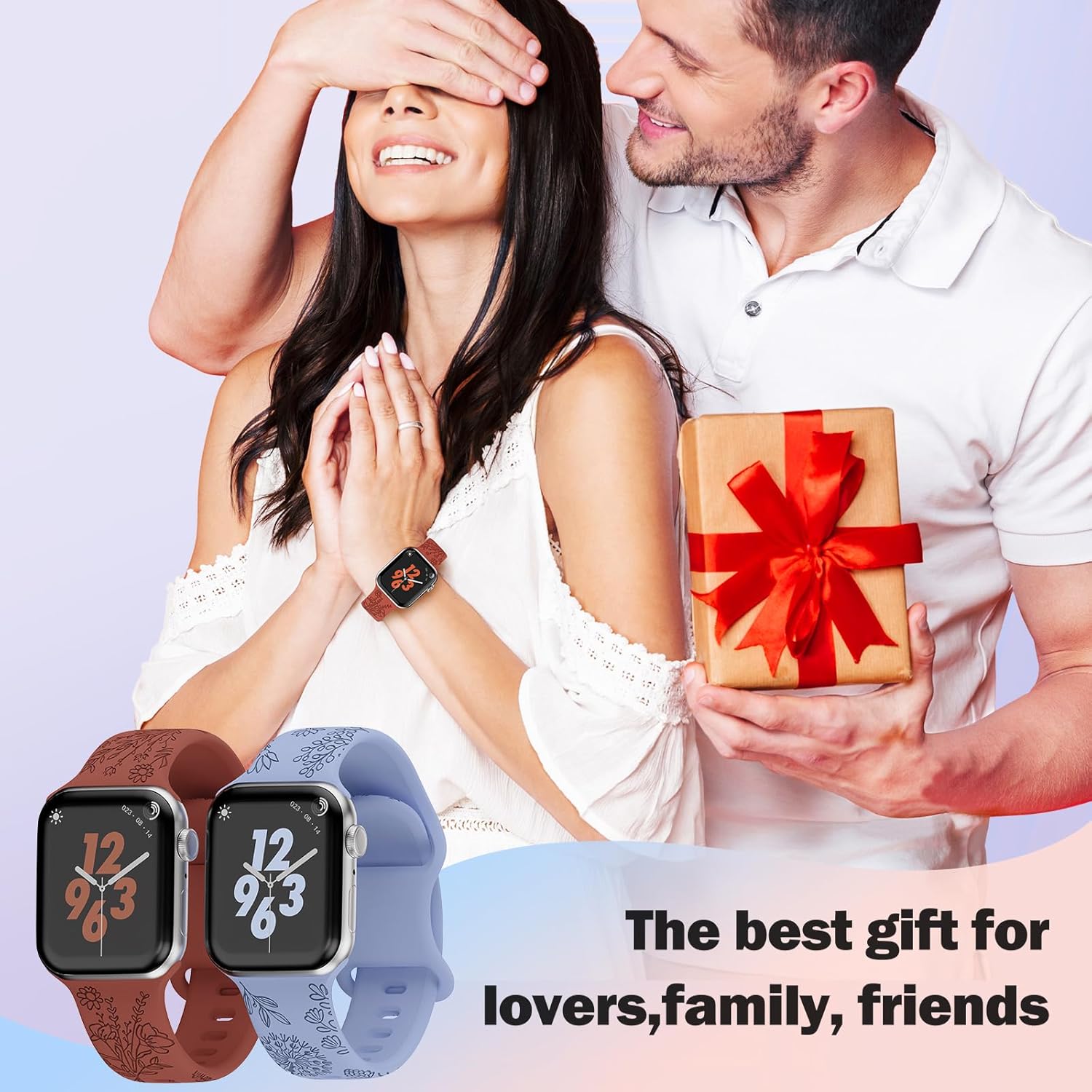 Paquete de 4 correas grabadas florales compatibles con correas de Apple Watch de 1.496 pulgadas, 1.575 pulgadas, 1.614 pulgadas, 1.654 pulgadas,