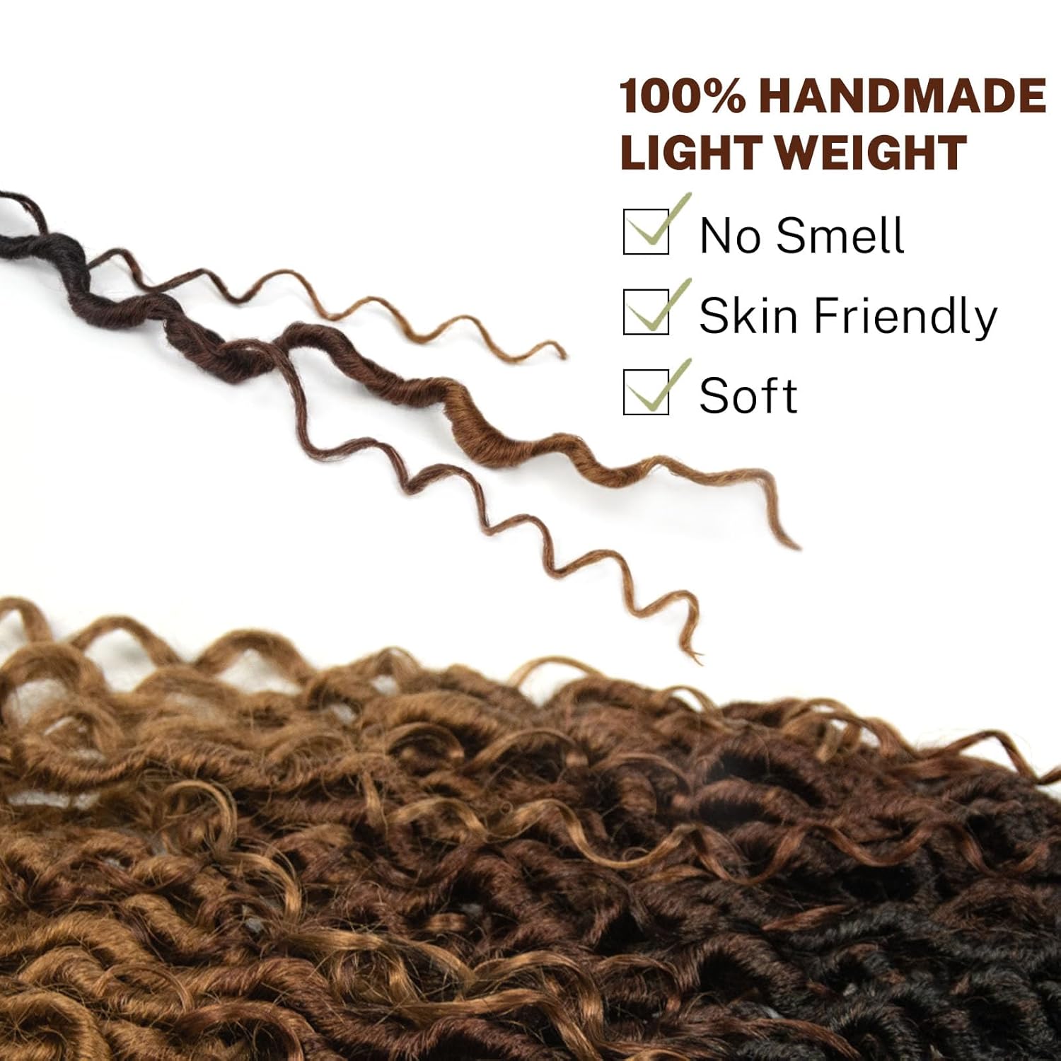 Goddess Locs – Cabello de ganchillo para mujer, 18 pulgadas, rastas río preloopd con extremos rizados, cabello sintético negro, extensiones de