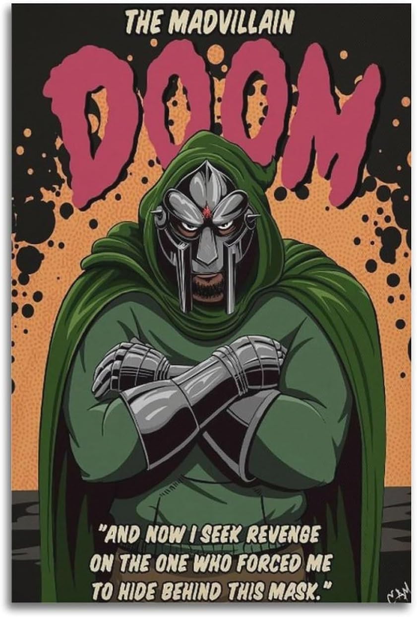MF Doom – Póster de Madvillian, póster de lienzo para pared, decoración de sala de estar, dormitorio, 16 x 24 pulgadas (15.7 x 23.6 in), estilo sin