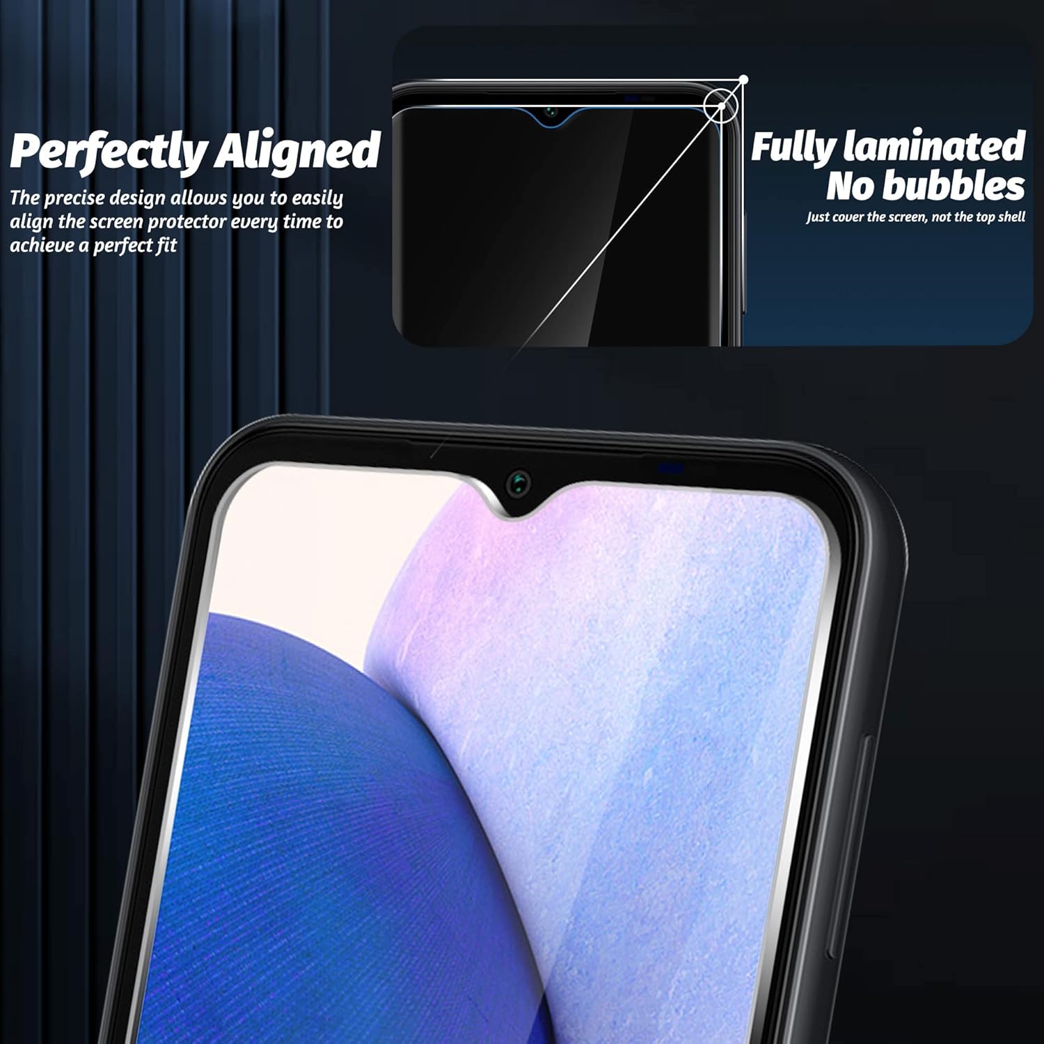 Orzero – Protector de pantalla de vidrio templado compatible con Samsung Galaxy A14 5G, bordes de arco 2.5D, 9H, antiarañazos, de alta definición,