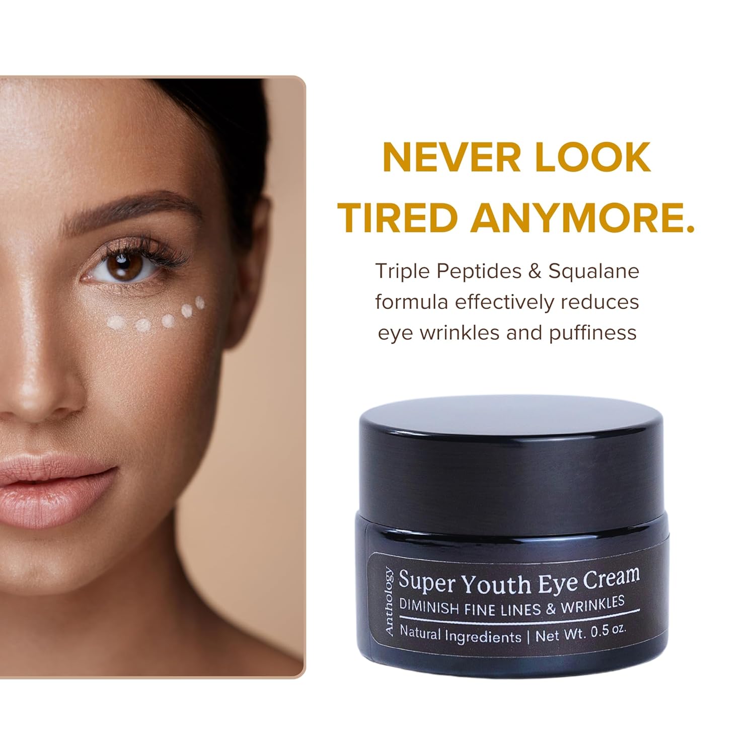 ANTHOLOGY Super Youth Crema de ojos para arrugas y ojeras  Crema antienvejecimiento para debajo de los ojos con péptidos, aloe vera orgánico y
