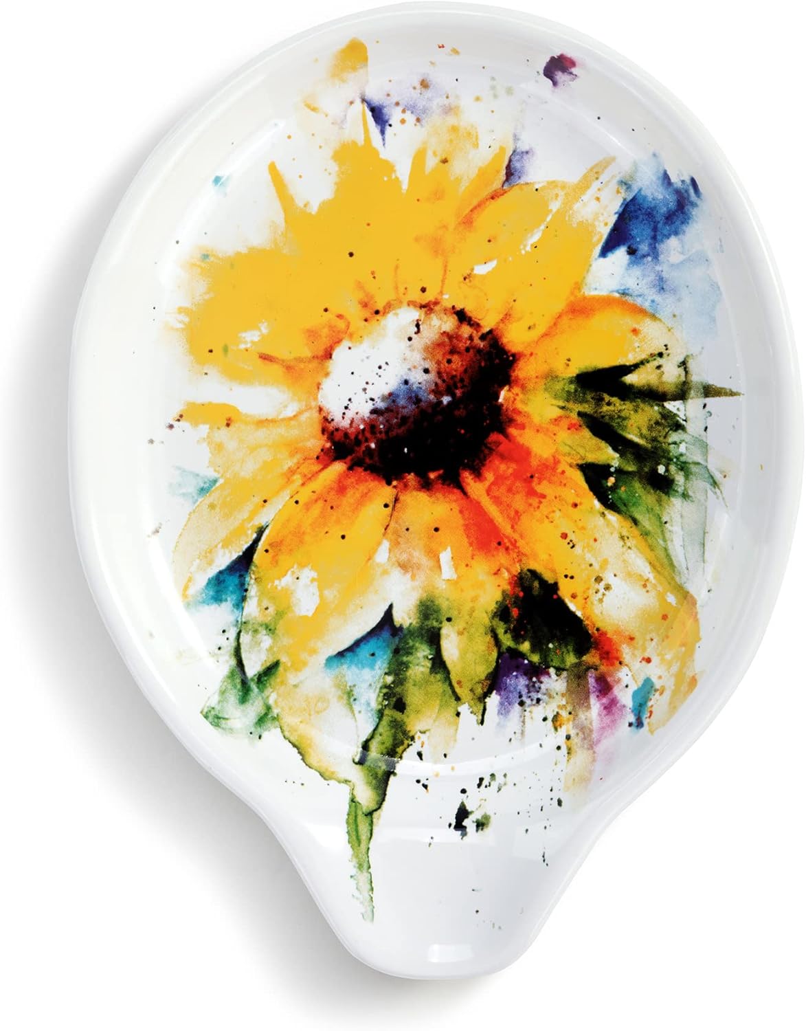 DEMDACO Acuarela Amarillo Girasol 6 x 4.5 Cerámica Cuchara De Gres