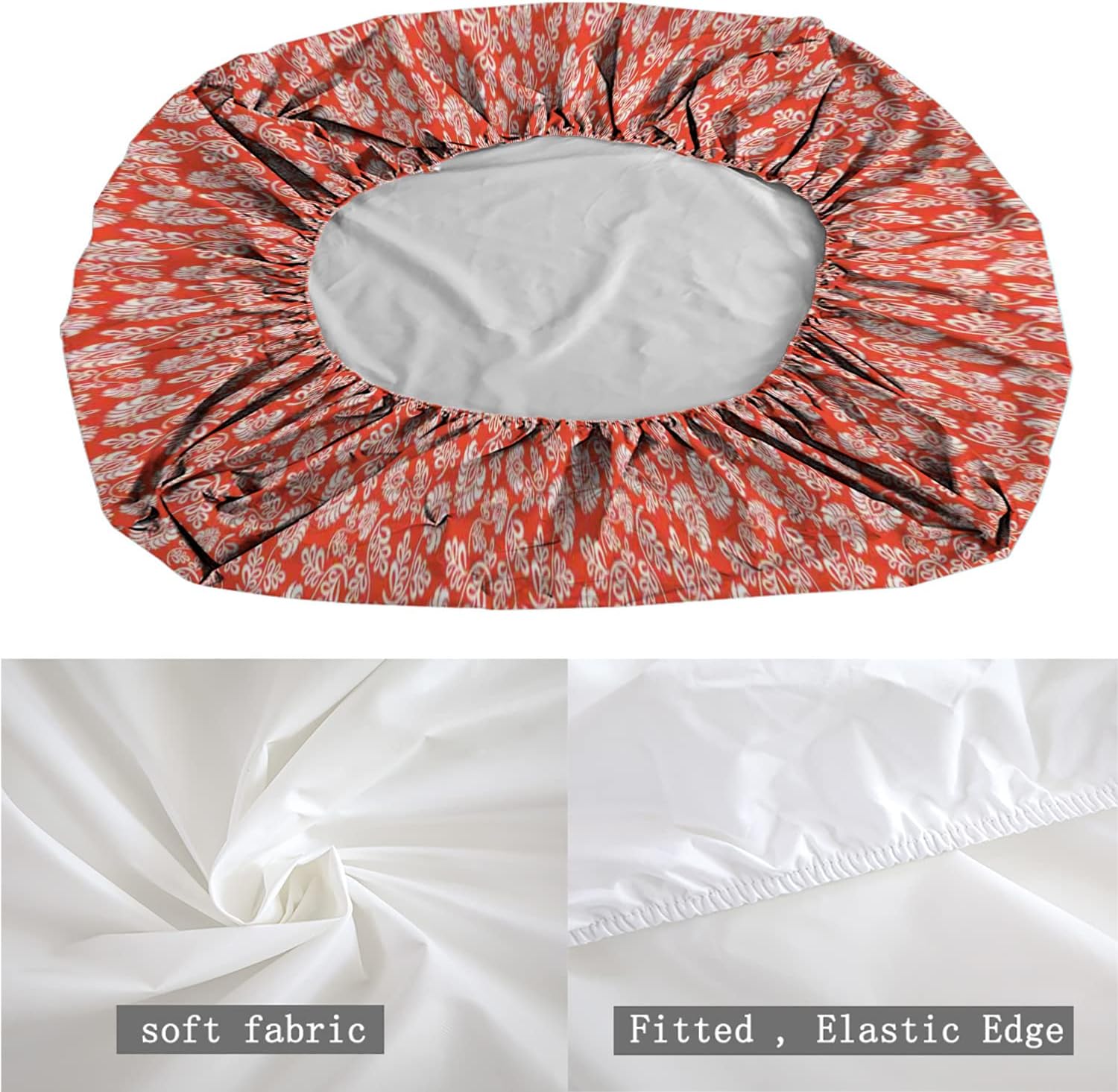Sábanas bajeras de tamaño matrimonial, diseño de patrón Nouveau, juego de ropa de cama de 3 piezas con estampado decorativo, sábana bajera de