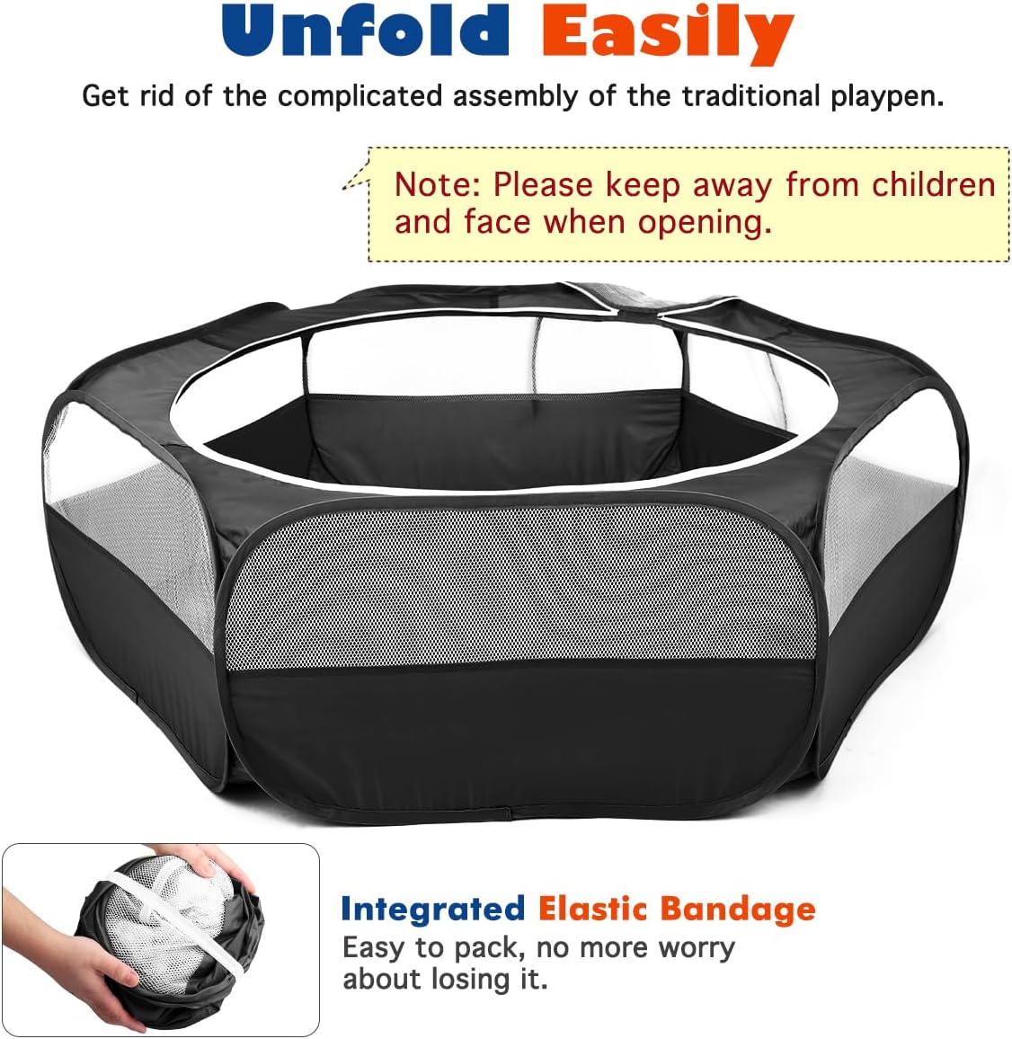 Corralito para animales pequeños, impermeable, transpirable, para interiores, con cubierta de cremallera, valla portátil para ejercicio al aire