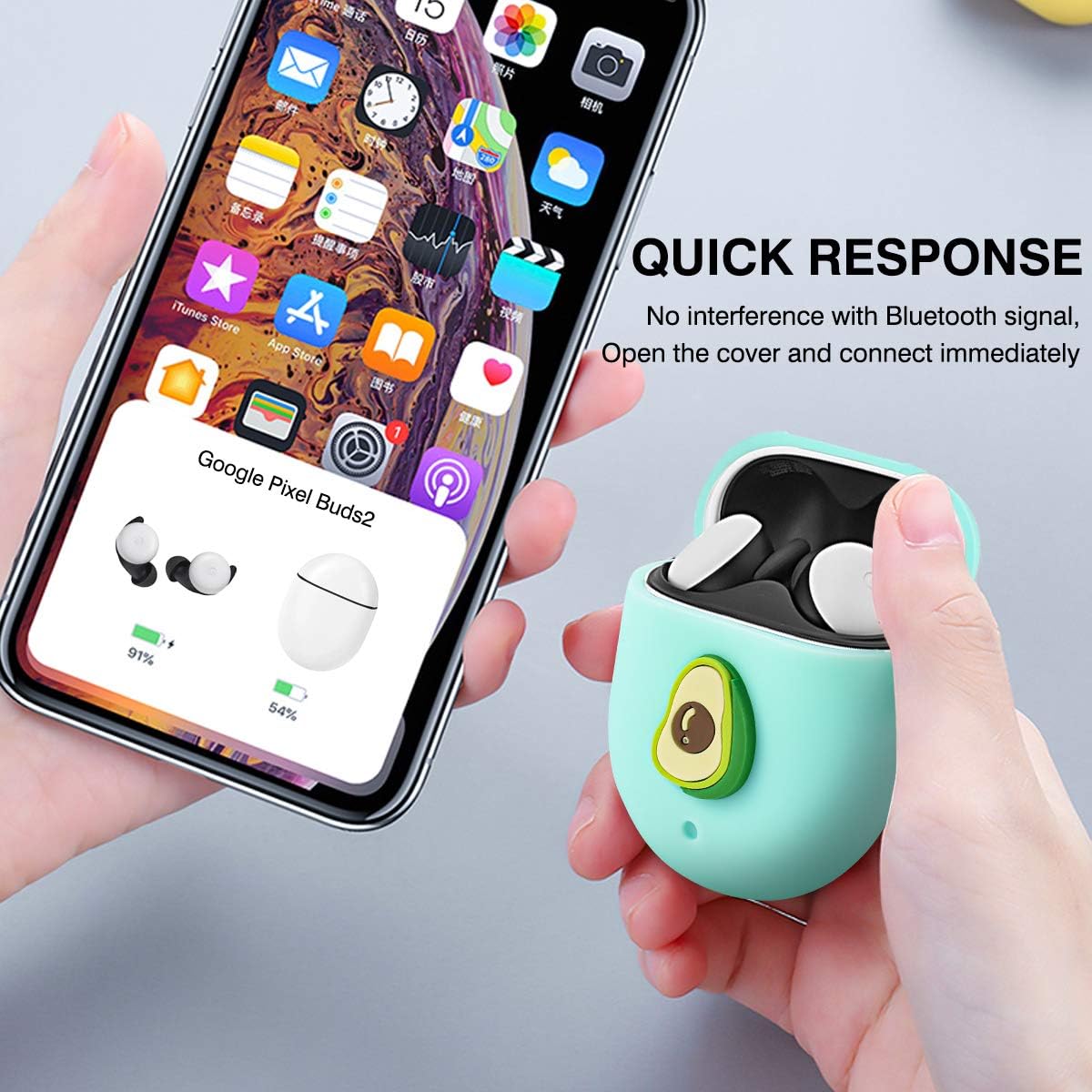 Funda compatible con Google Pixel Buds 2 (2020), bonita funda protectora divertida 3D de silicona suave a prueba de golpes con hebilla de anillo,