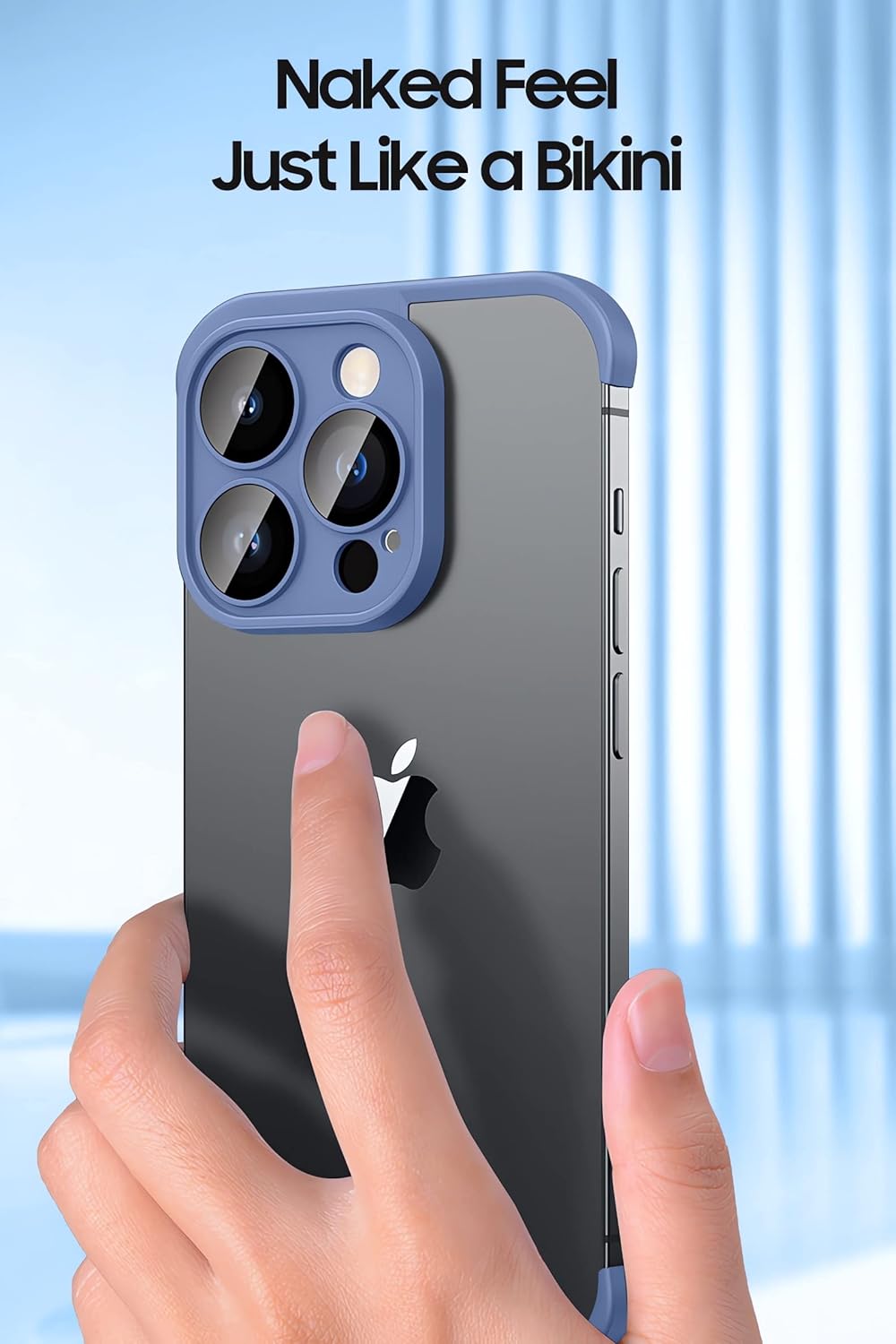 Funda sin marco para iPhone 15 Pro con protector de lente de cámara, funda delgada y suave de TPU a prueba de golpes, carcasa minimalista pero