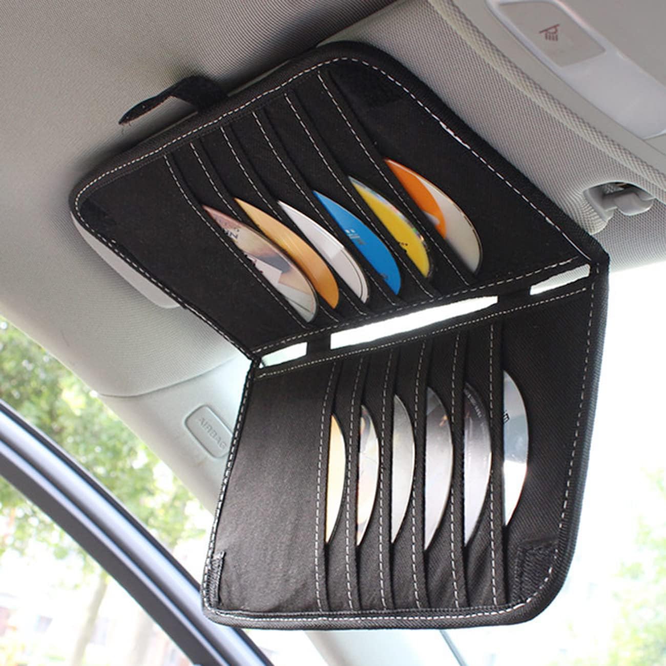 Estuche de almacenamiento para CD de automóvil, organizador de visera solar para automóvil, camioneta, SUV con servilletas gratis, pertenencia