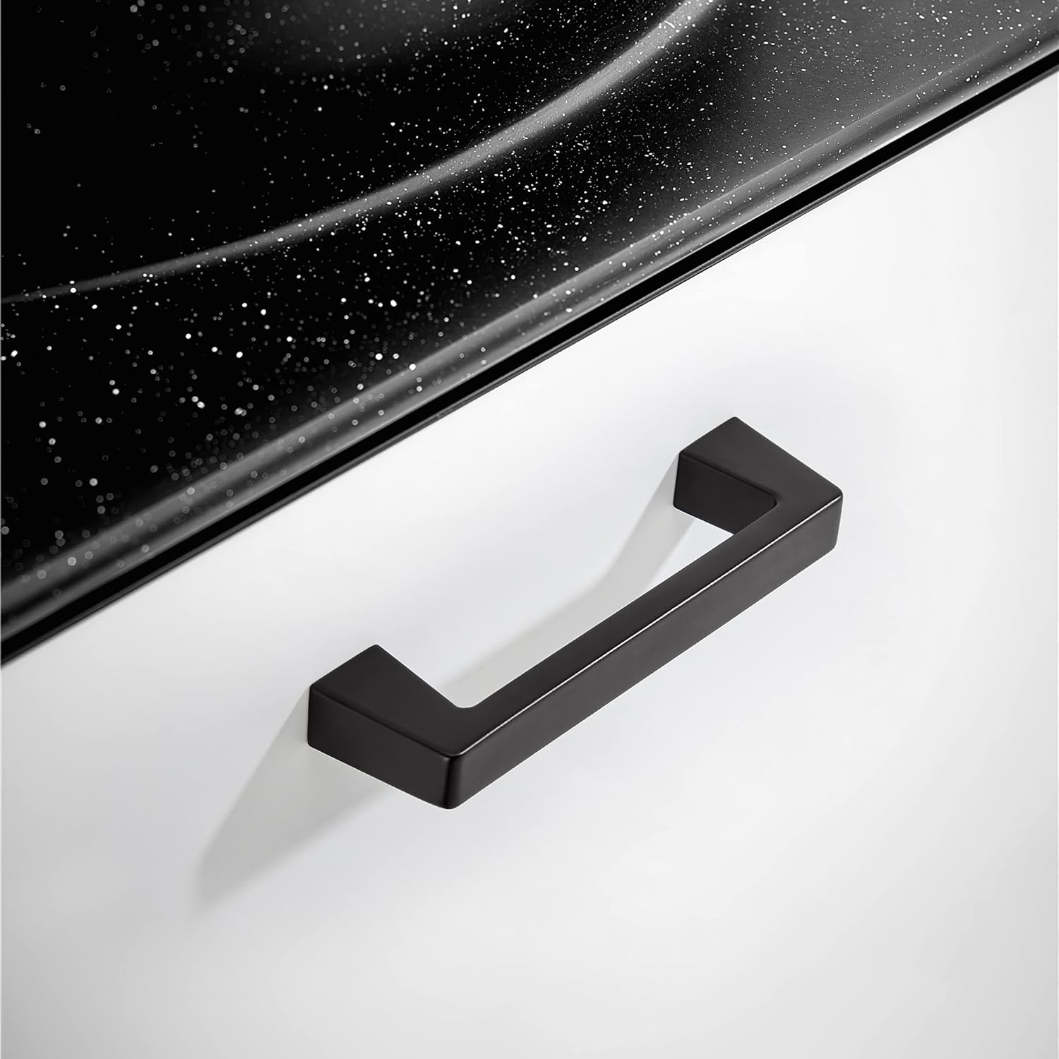 khtumeware Paquete de 10 manijas de gabinete de cocina de 3 pulgadas (2.992 in), tiradores de gabinete de cocina color negro mate, tiradores de