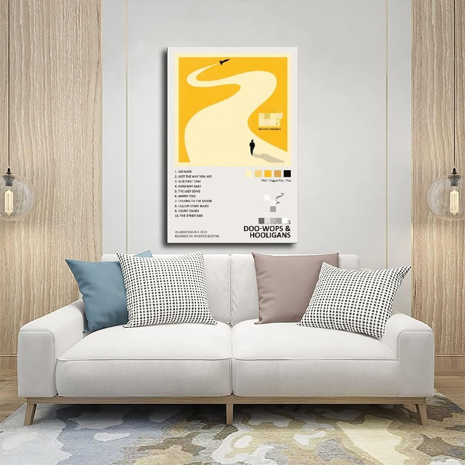 YEZLH Doo-Wops & Hooligans – Póster de álbum de música firmado de edición limitada, póster de lienzo para decoración de pared, pintura para sala de