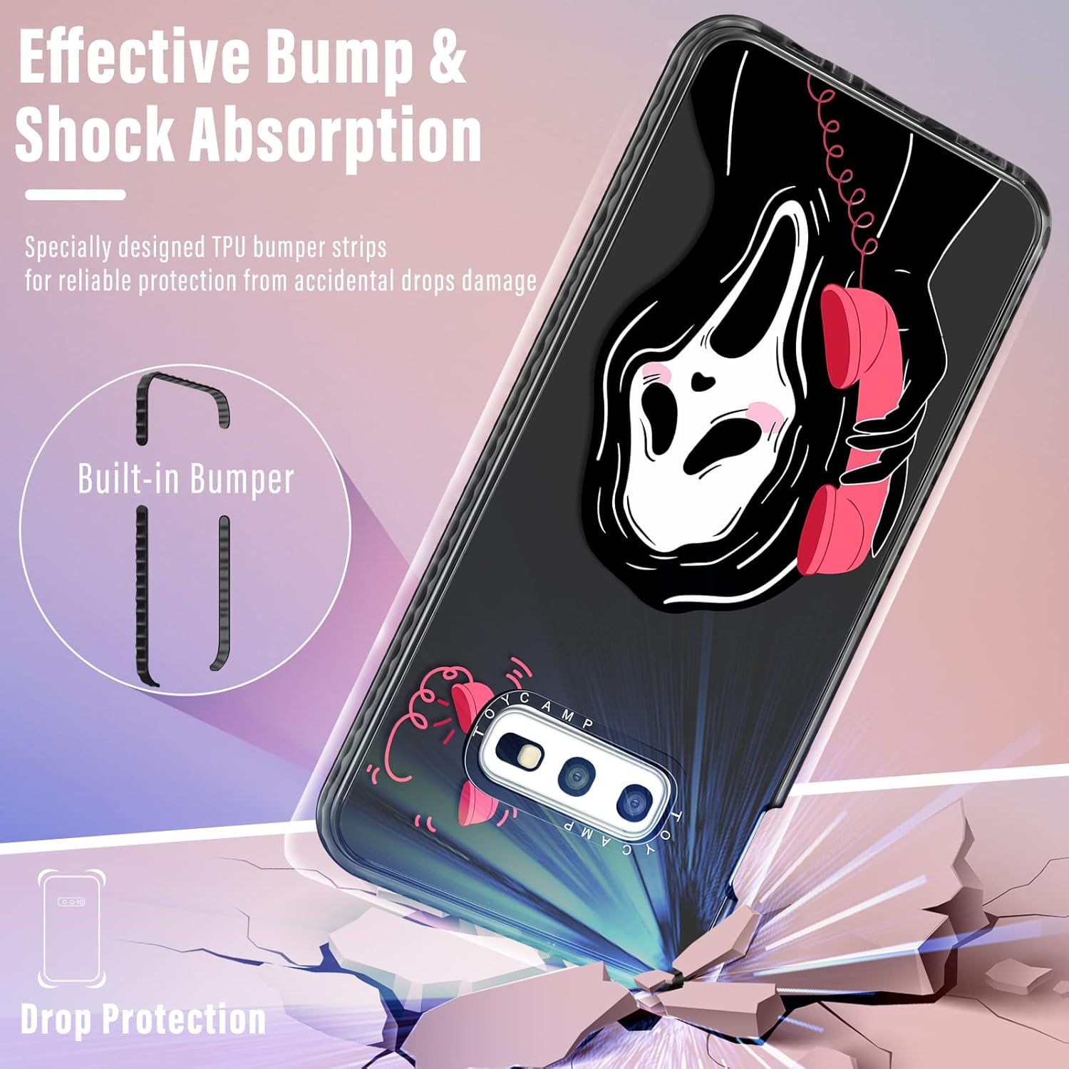 Toycamp Funda para Samsung Galaxy S10E, bonito y divertido diseño de esqueleto de calavera para mujeres, niñas, niños y adolescentes para Galaxy