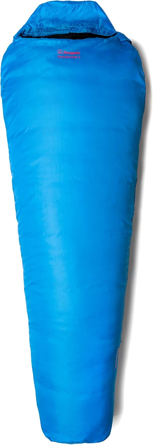 Snugpak Travelpak 2 – Saco de dormir con mosquitera, 36 grados, cremallera para mano izquierda, azul eléctrico