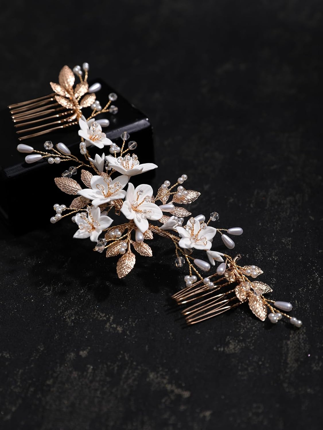 Accesorios para el cabello de boda nupcial, ramitas de perlas y peine de flores blancas, enredaderas para bodas, fiestas, novias, mujeres, niñas,