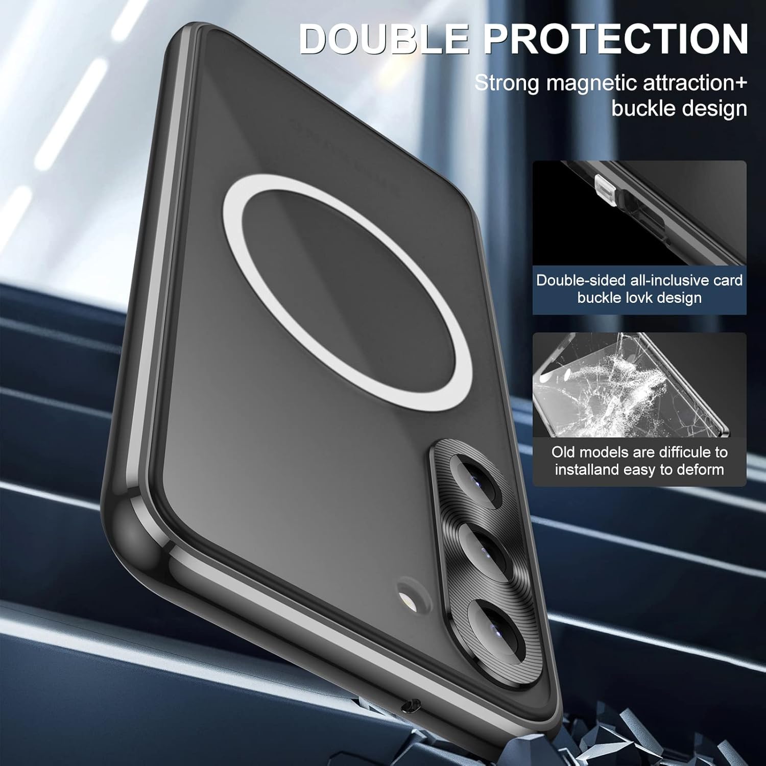 Jonwelsy Funda para Samsung Galaxy S23 Plus, compatible con Magsafe 360 grados Full Body Funda de protección magnética de atracción de metal