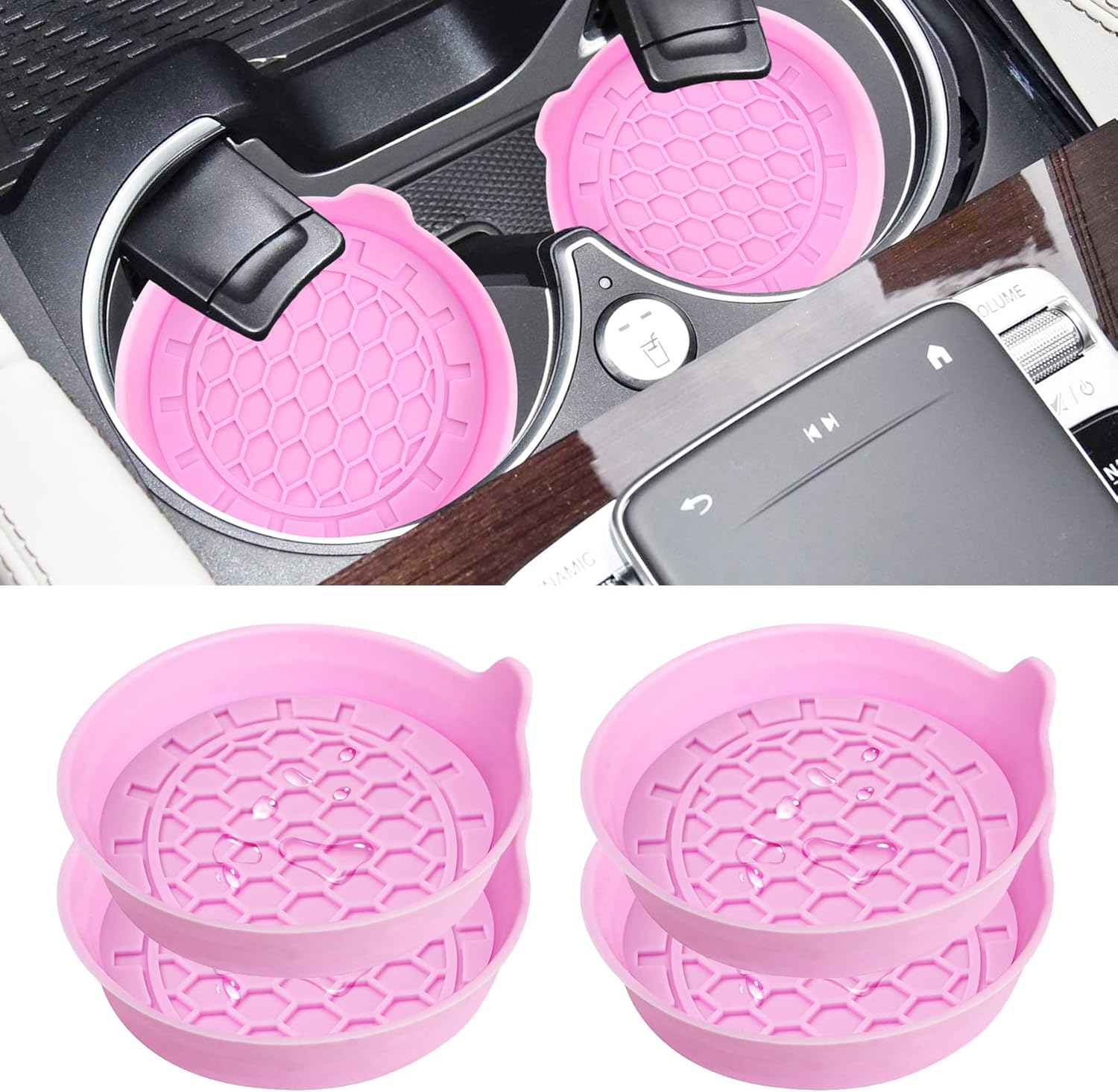 Amooca Portavasos universales para automóvil, impermeables, antideslizantes, a prueba de derrames, accesorios para el interior del automóvil,