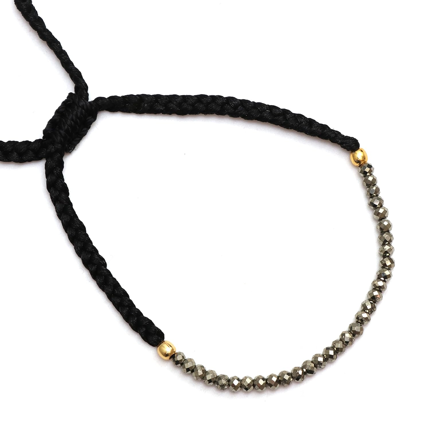 Gempires Natural Pyrite Beads Braided Bracelet Abundance Crystal Bracelet for Everyone (Pyrite)