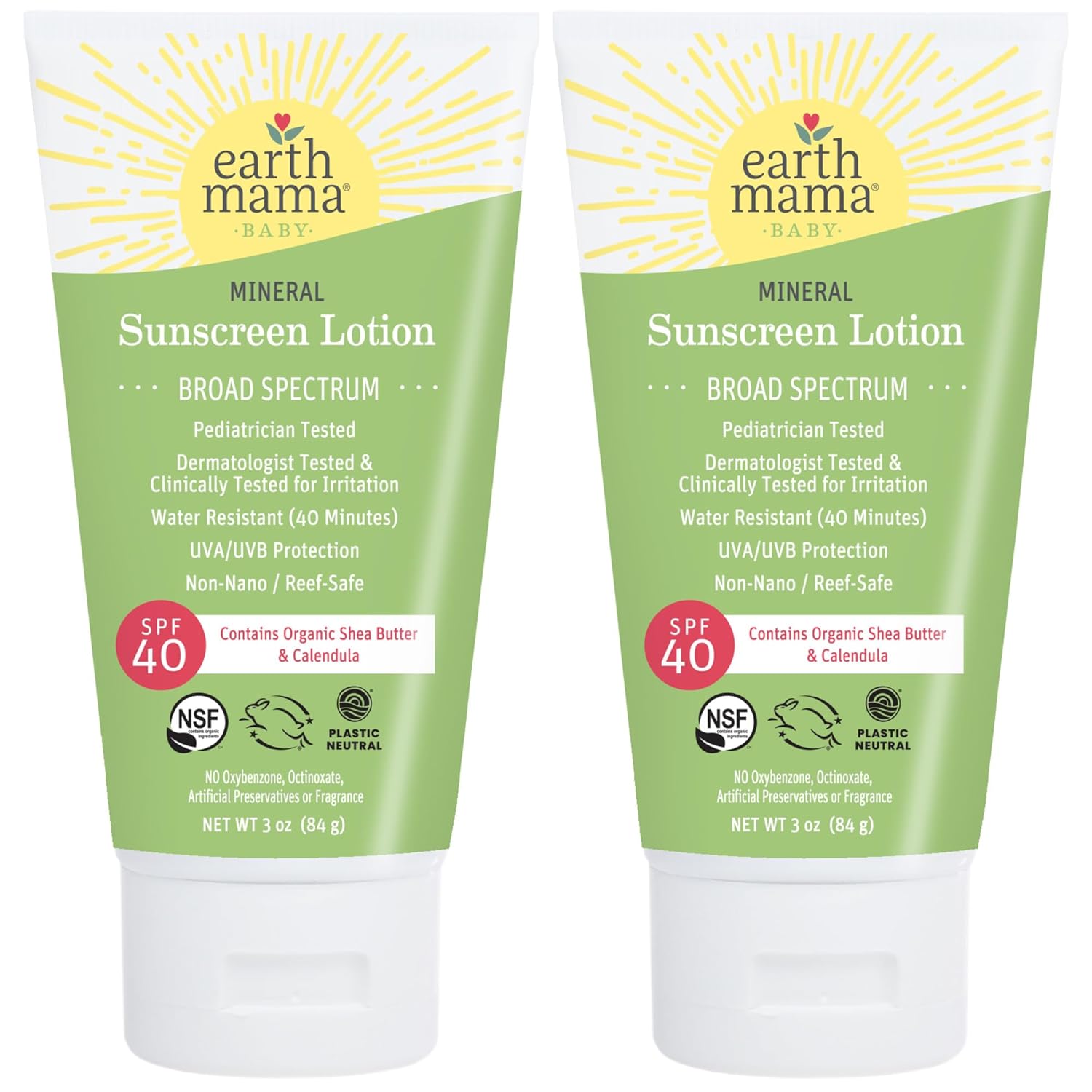 Loción protectora solar mineral Uber-Sensitive SPF 40 para niños de Earth Mama