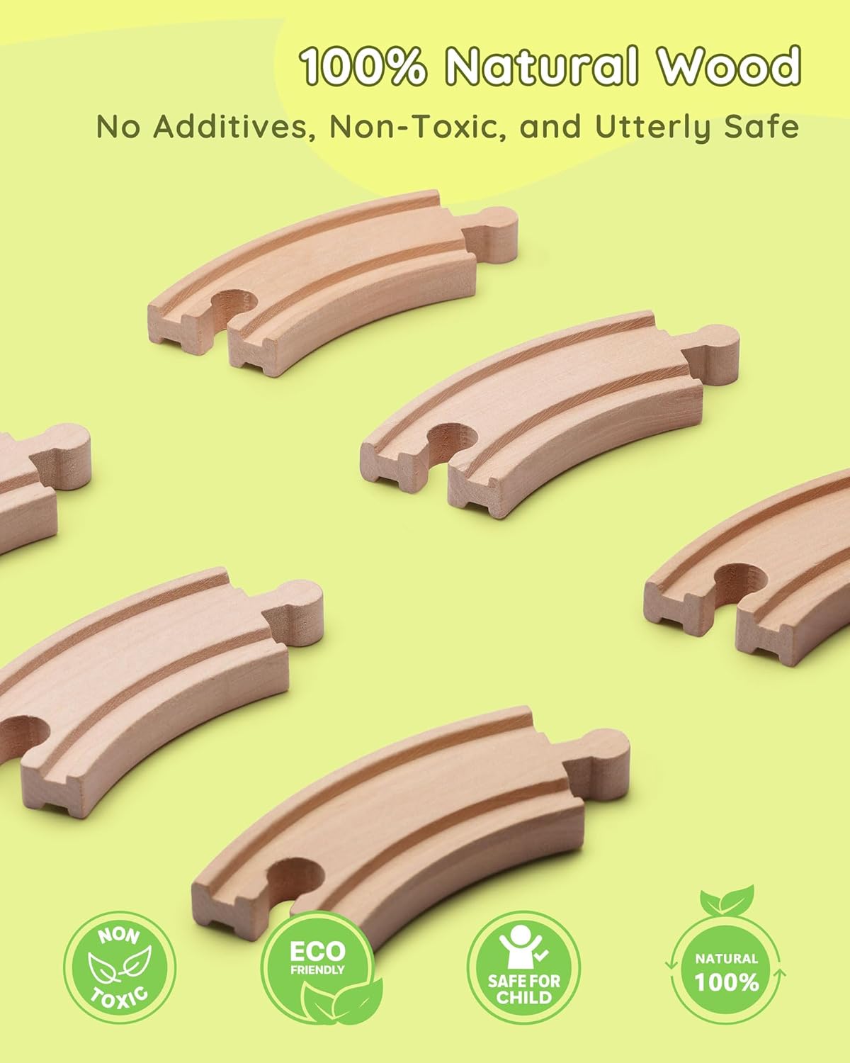 SainSmart Jr. Juego de tren de madera para niños pequeños, 41 piezas de pista de tren de madera con grúa para Brio, Thomas, Melissa y Doug, tren de