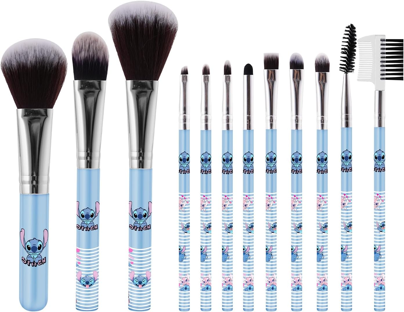 Bolsa de maquillaje de puntada con brocha de maquillaje, estuche de cosméticos de felpa para puntadas, 12 piezas, bolsa de capacidad para brochas de