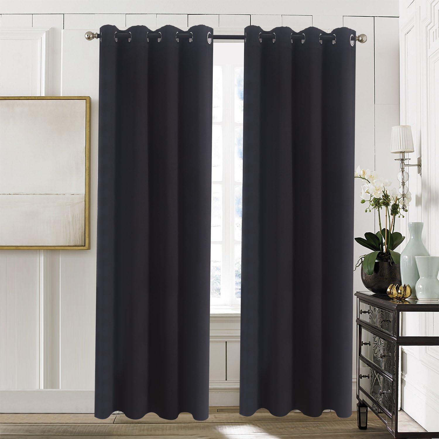 Aquazolax Cortinas opacas para ventana, cortinas opacas sólidas de 52 x 95 pulgadas, paneles de cortina con aislamiento térmico de alta calidad para