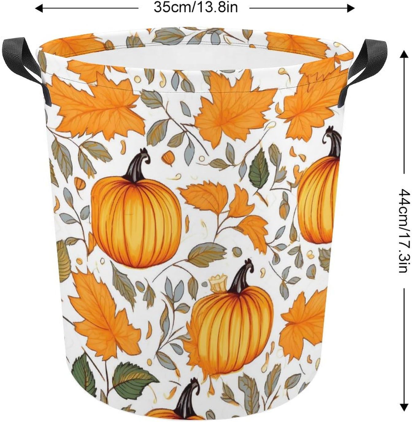 Autumn Pumpkin Storage Basket Fall Maple Leaves Waterproof Coating Organizer Bin Laundry Hamper for Clothes,Toys,Bedroom,Bathroom