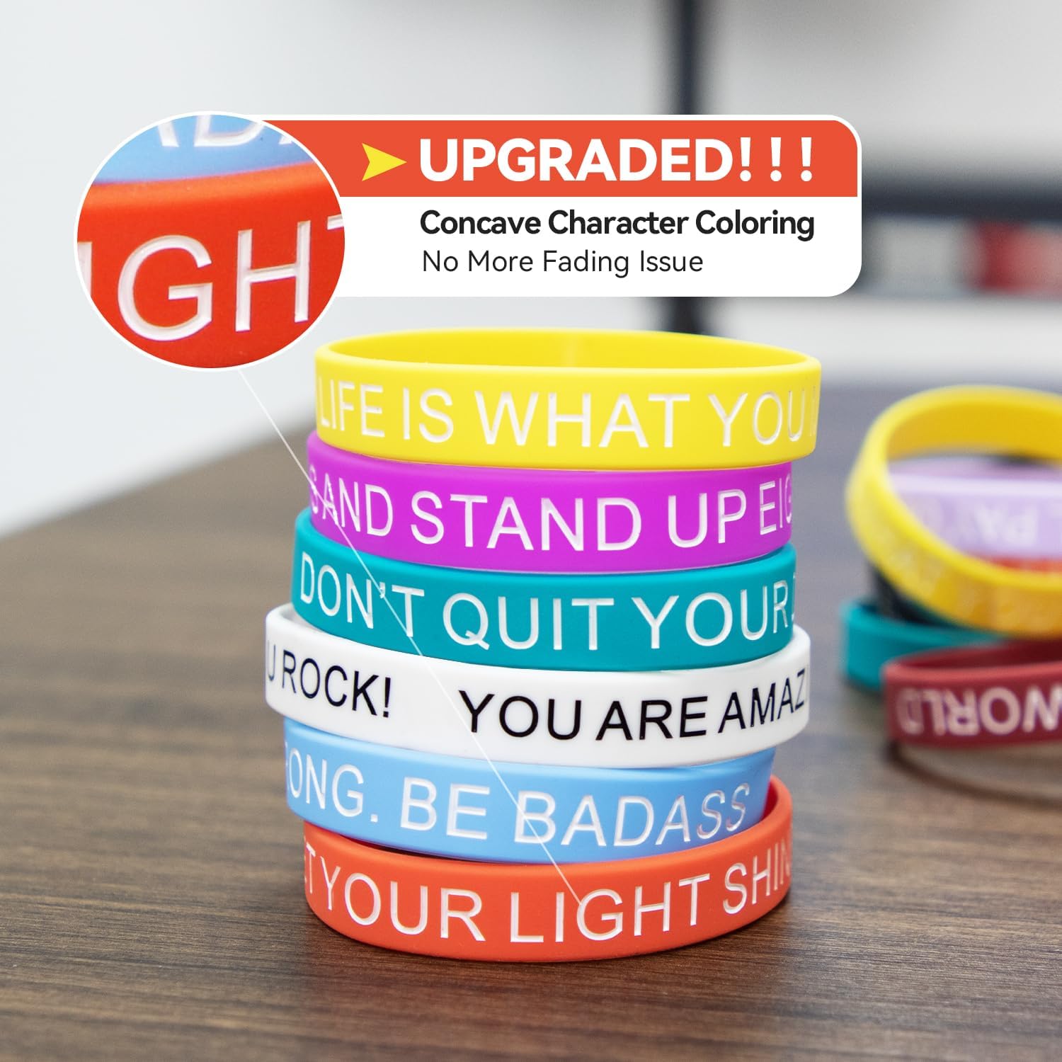 60 pulseras de silicona con cita motivacional, pulseras de goma inspiradoras de colores, impermeables, elásticas, unisex, para fitness, deportes,