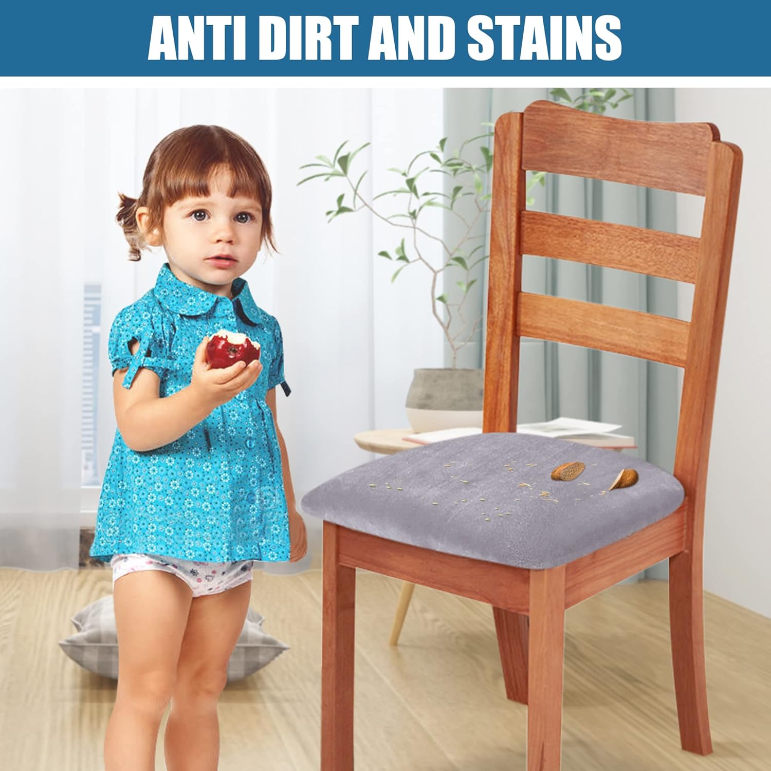 Smiry – Originales fundas para asiento de silla de comedor, de terciopelo, con lazos, desmontables, lavables, elásticas, protectoras