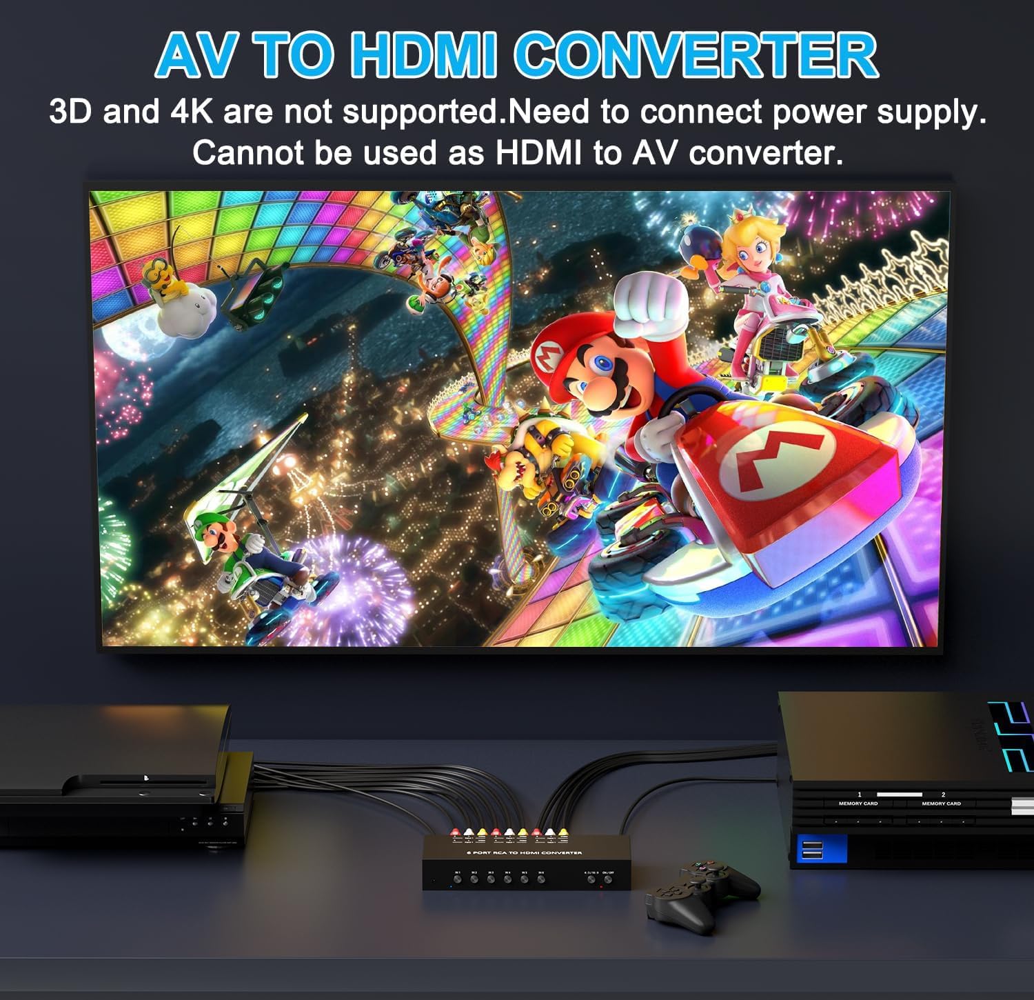 Y.D.F 6 puertos RCA a HDMI Convertidor 6 vías RCA compuesto CVBS AV interruptor a HDMI convertidor adaptador soporte 43169 conmutación para Sega